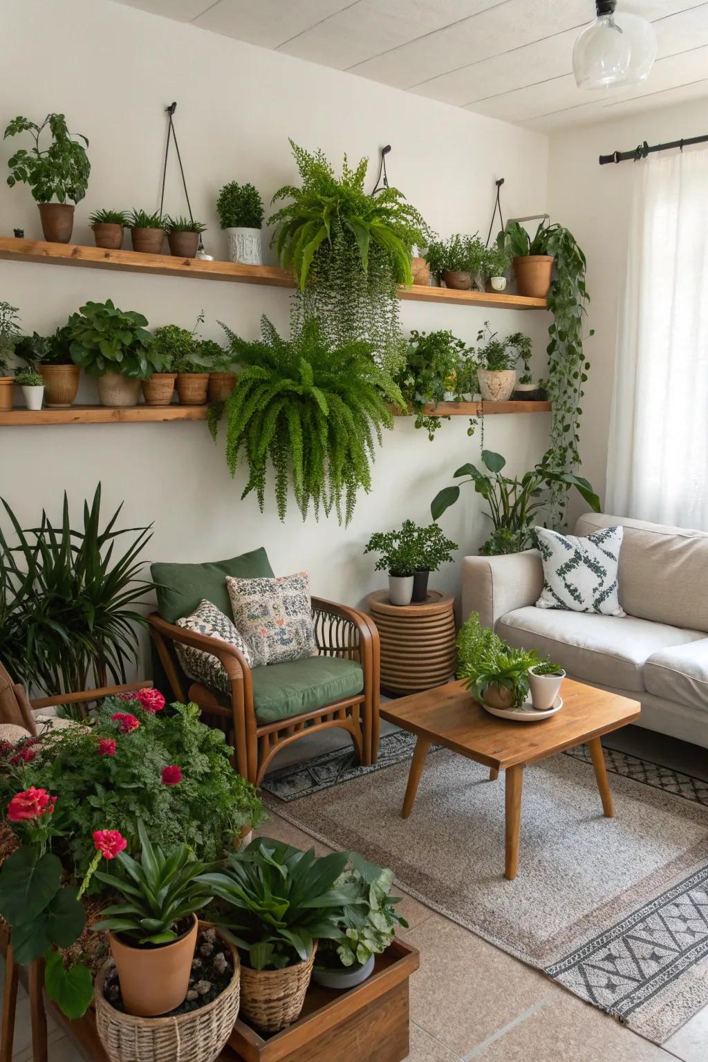 Plants making a room feel fresh.