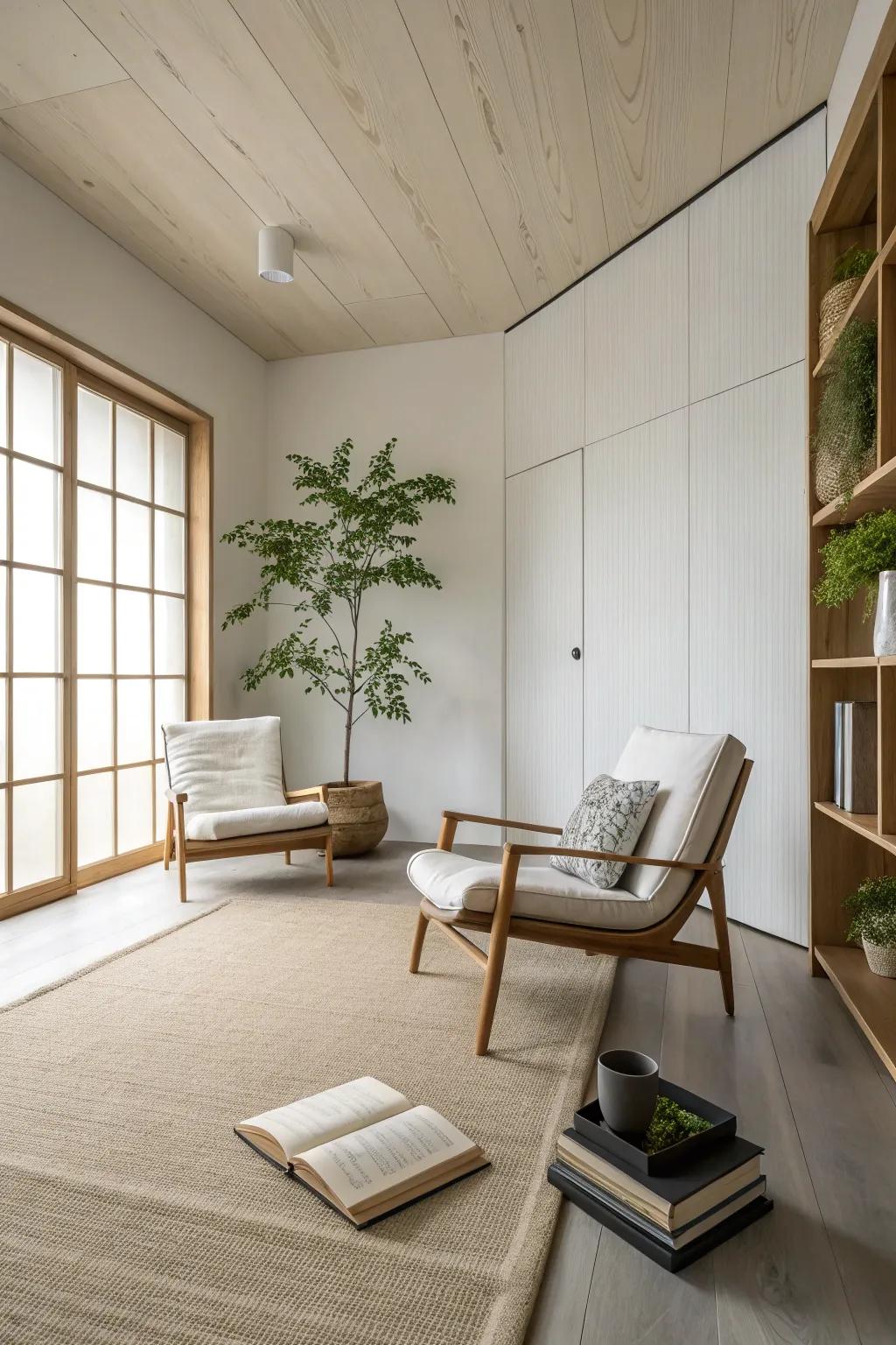 A minimalist room featuring clean lines and a clutter-free design.