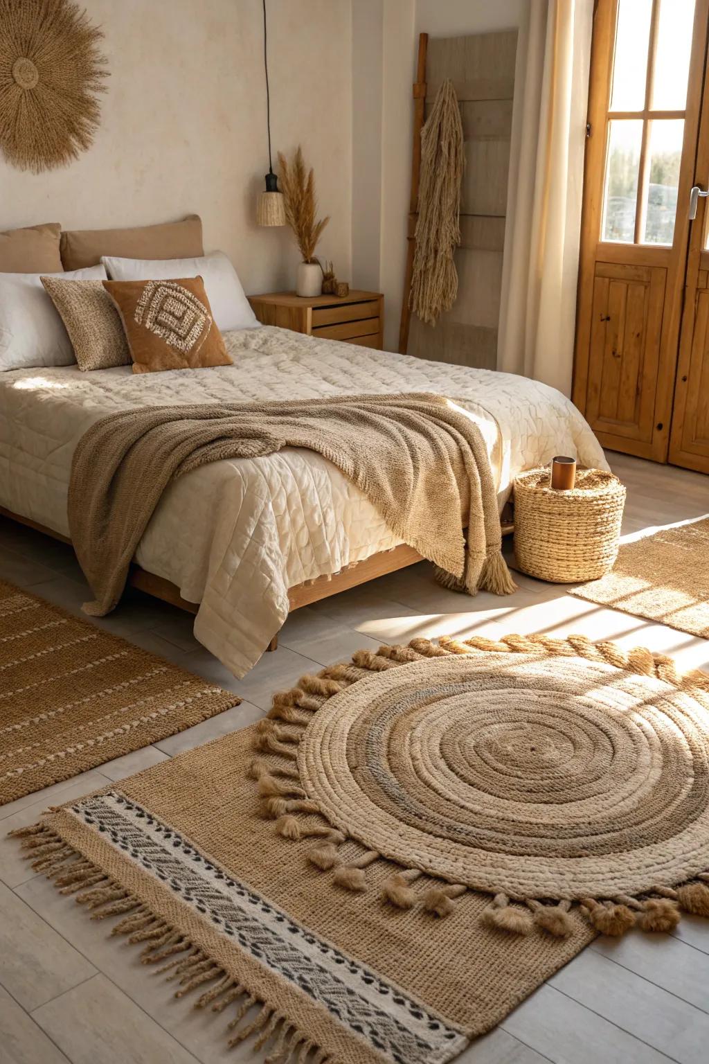 Textured rugs introduce dimension and interest to your design.
