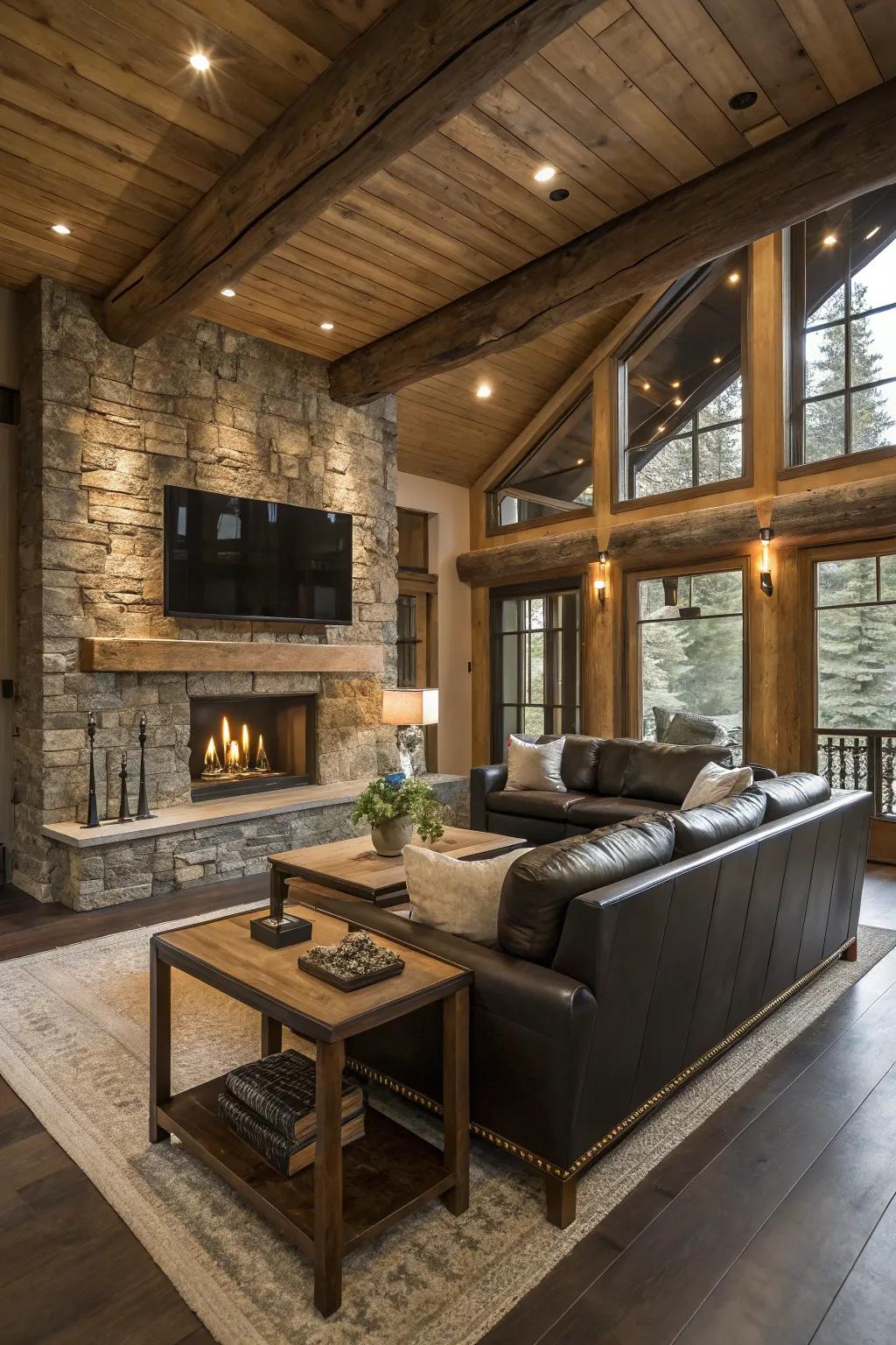 Textural contrast adds depth to this country family space.