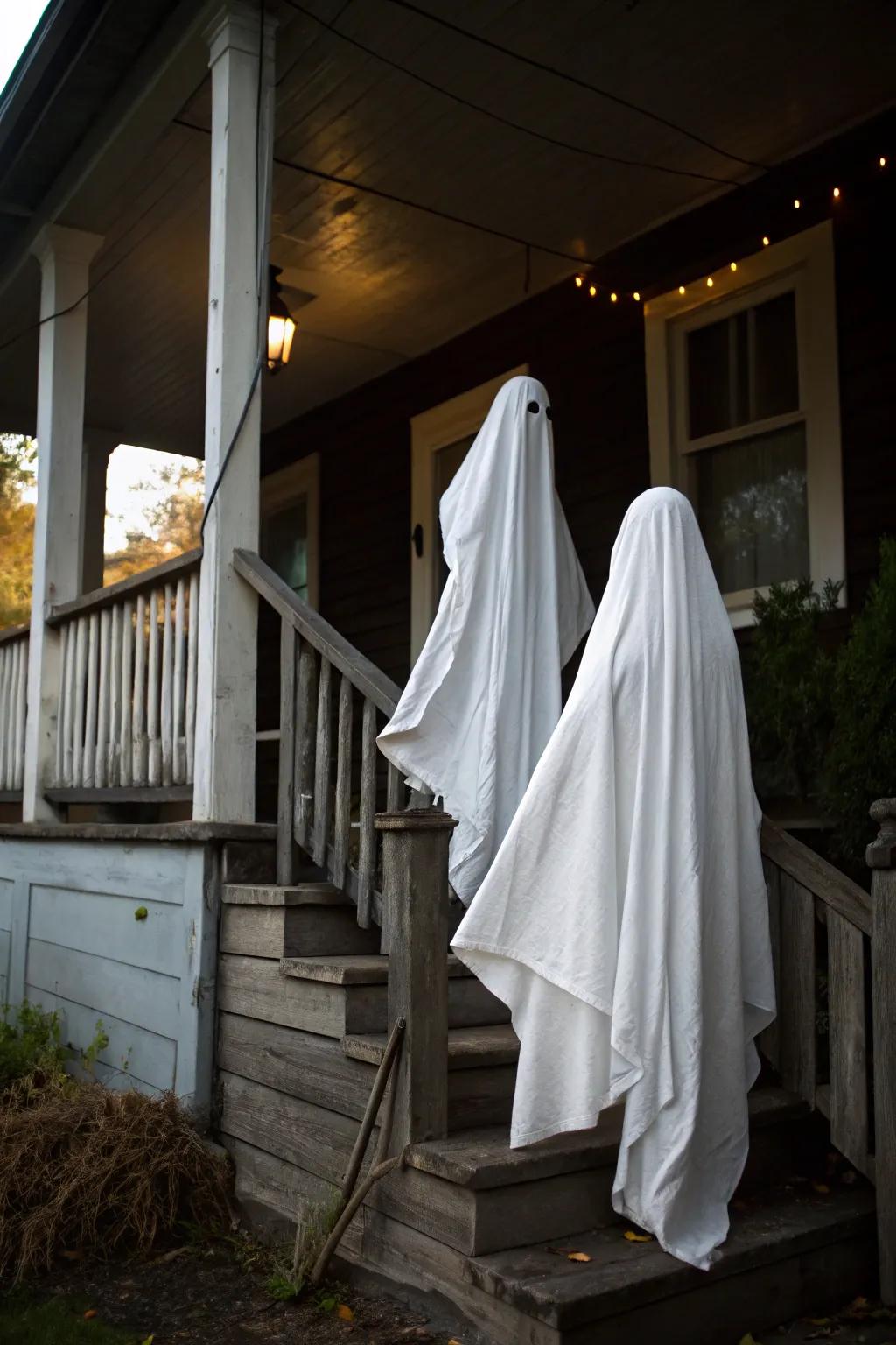 Phantom forms sway delicately in the Halloween night zephyr.