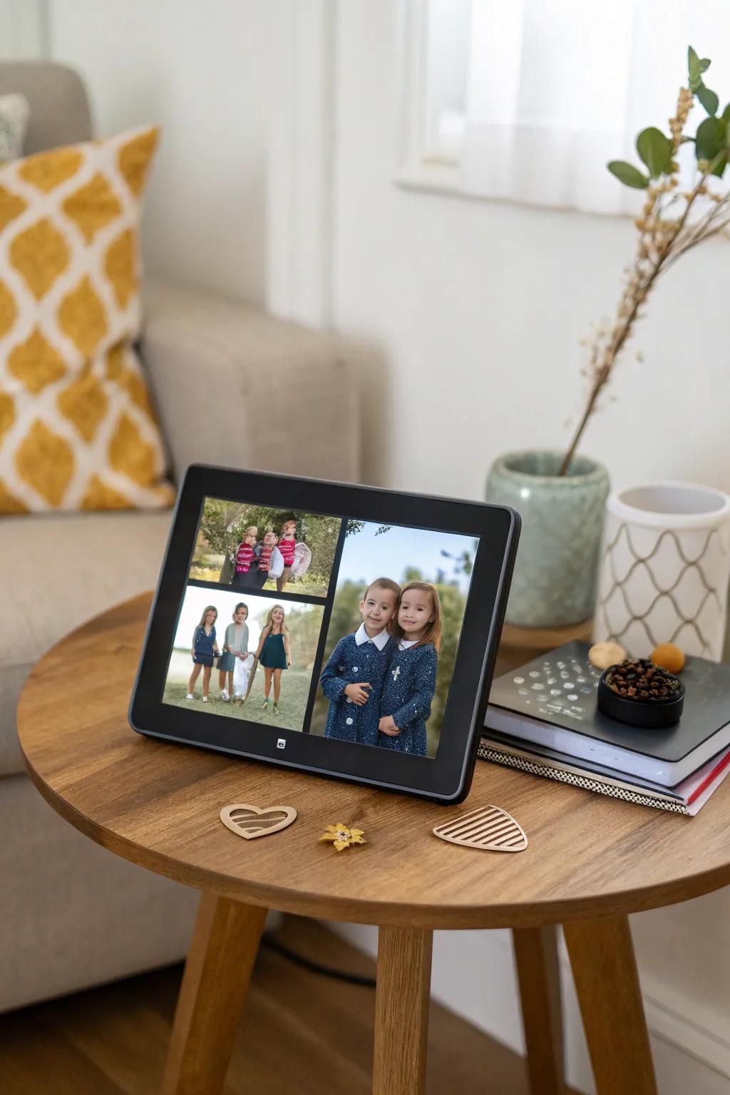 A moving frame showing school photos.