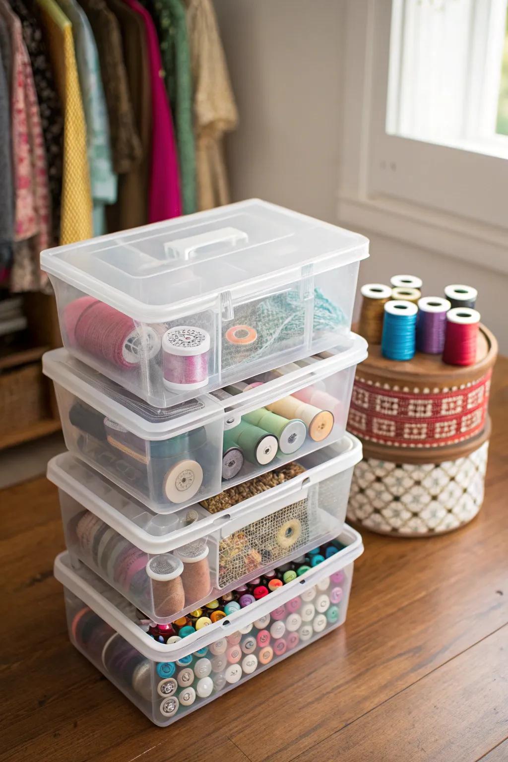 See-through containers promote visibility and arrangement.
