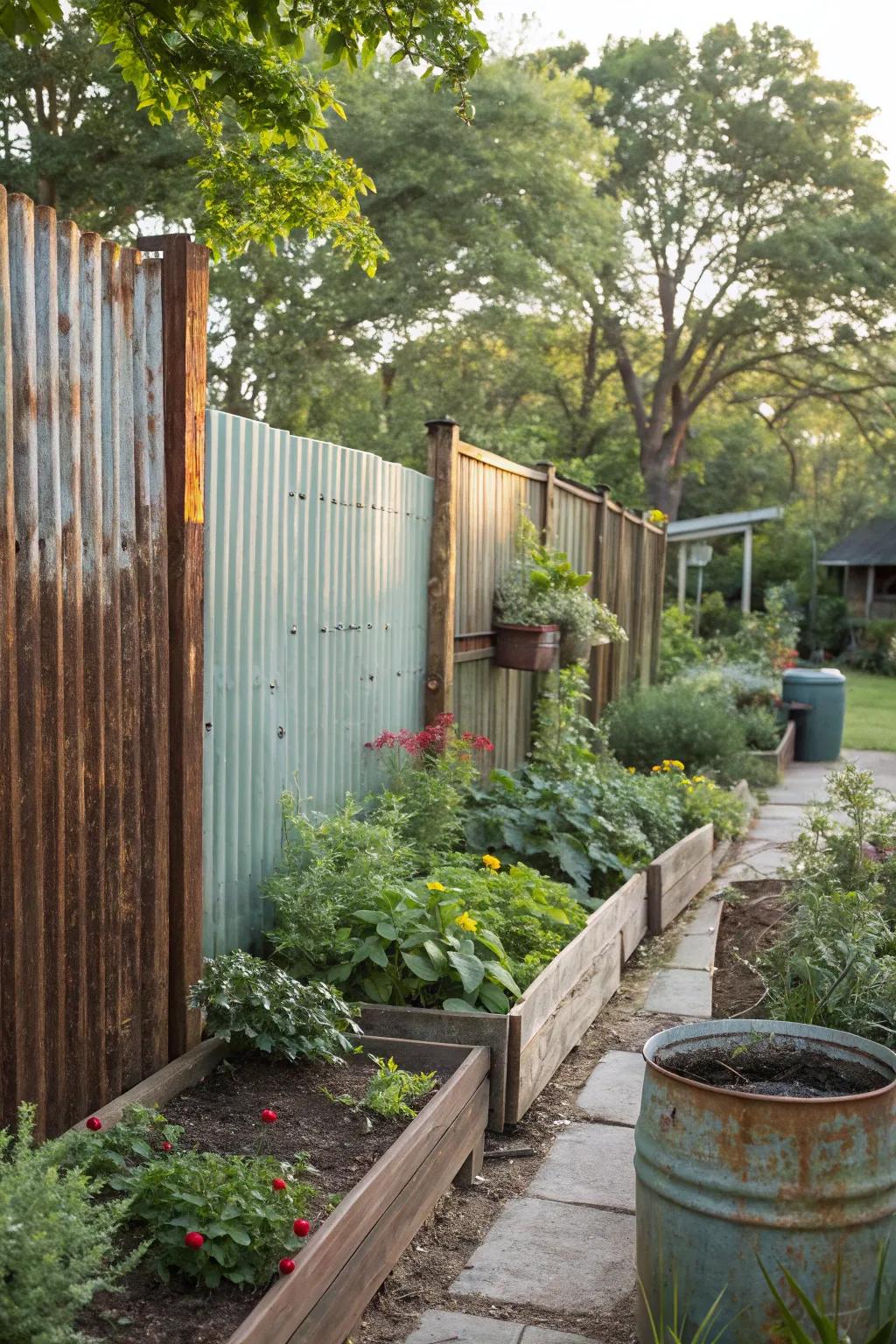 Upcycled materials bring eco-consciousness and style to this fence.