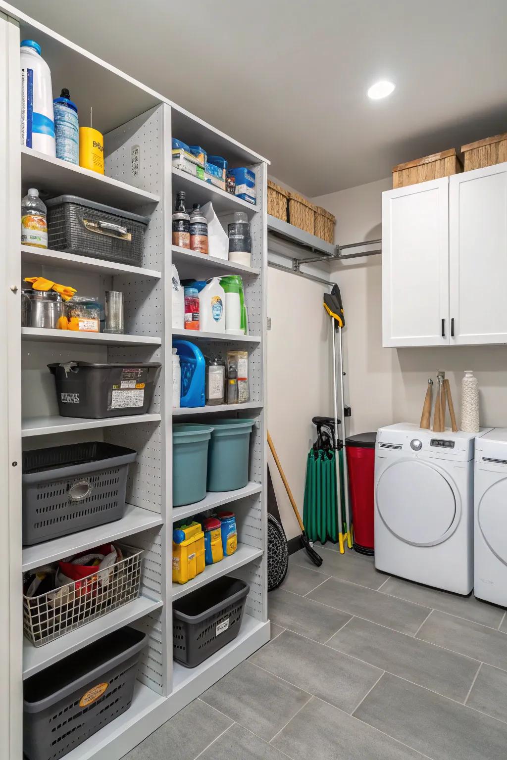 Adjustable shelves offer flexible storage solutions for diverse needs.