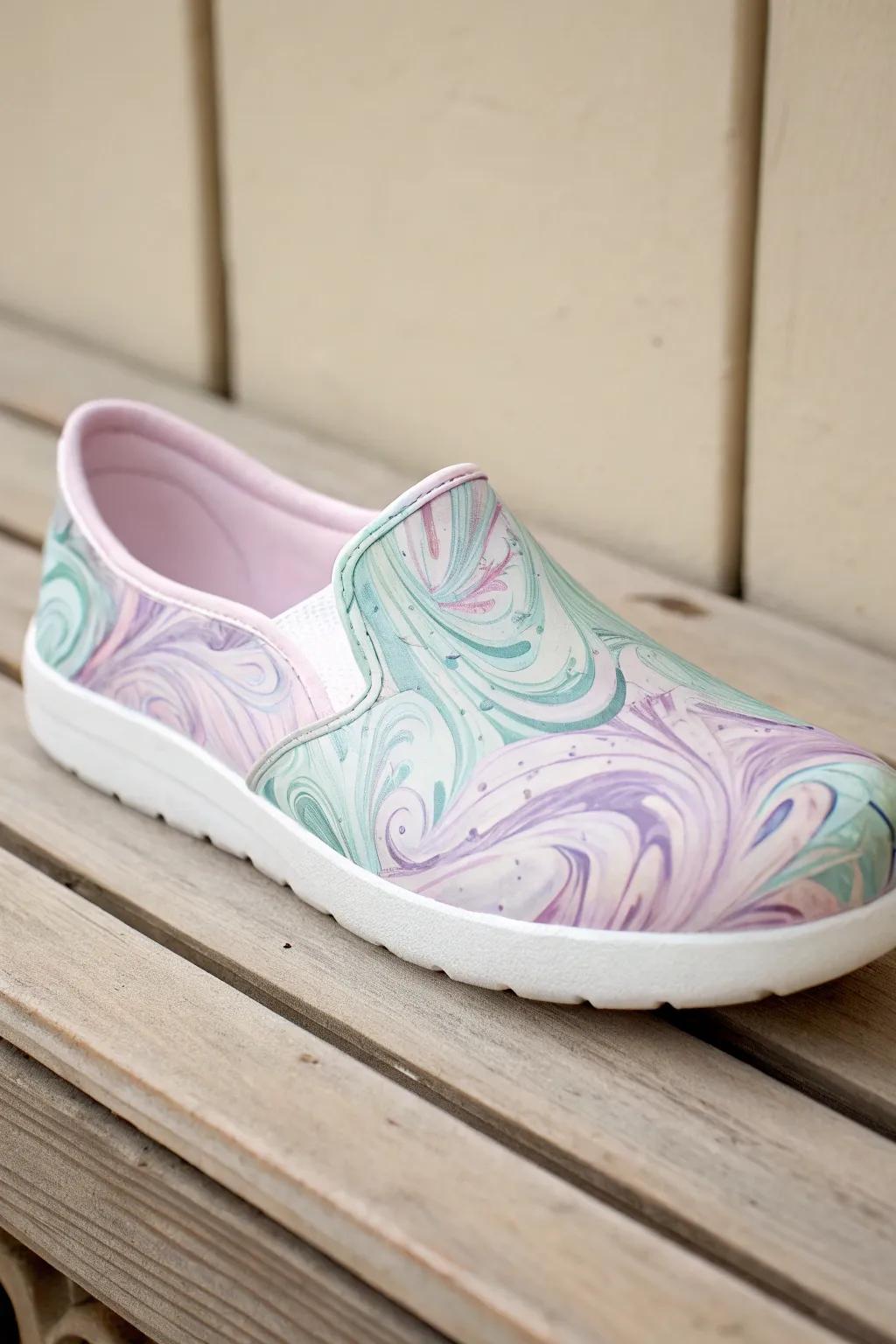 Step into art with hydro dipped swirls – where each shoe is a masterpiece of color and craftsmanship.