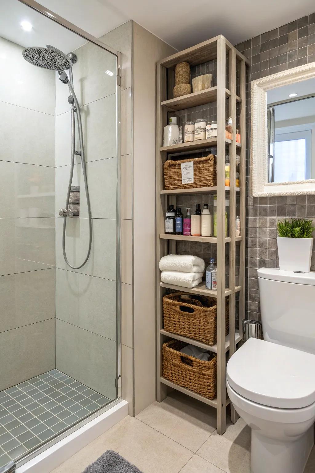 Built-in shelving merges functionality with a minimalist style.