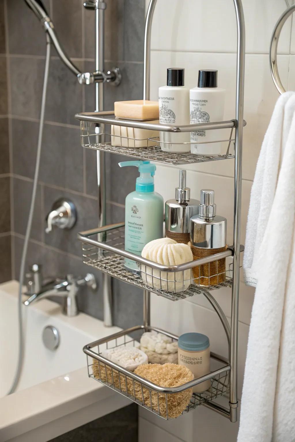 Wire baskets blend sophistication with practicality.