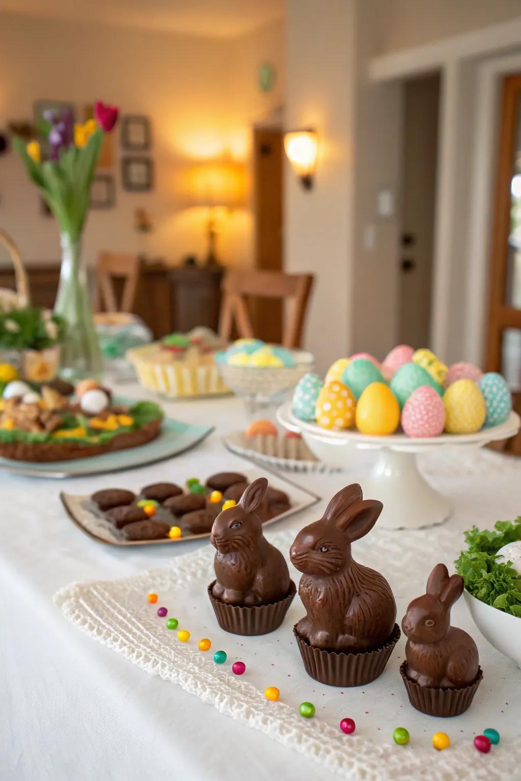 Chocolate delicacies enhance as delightful decorations.