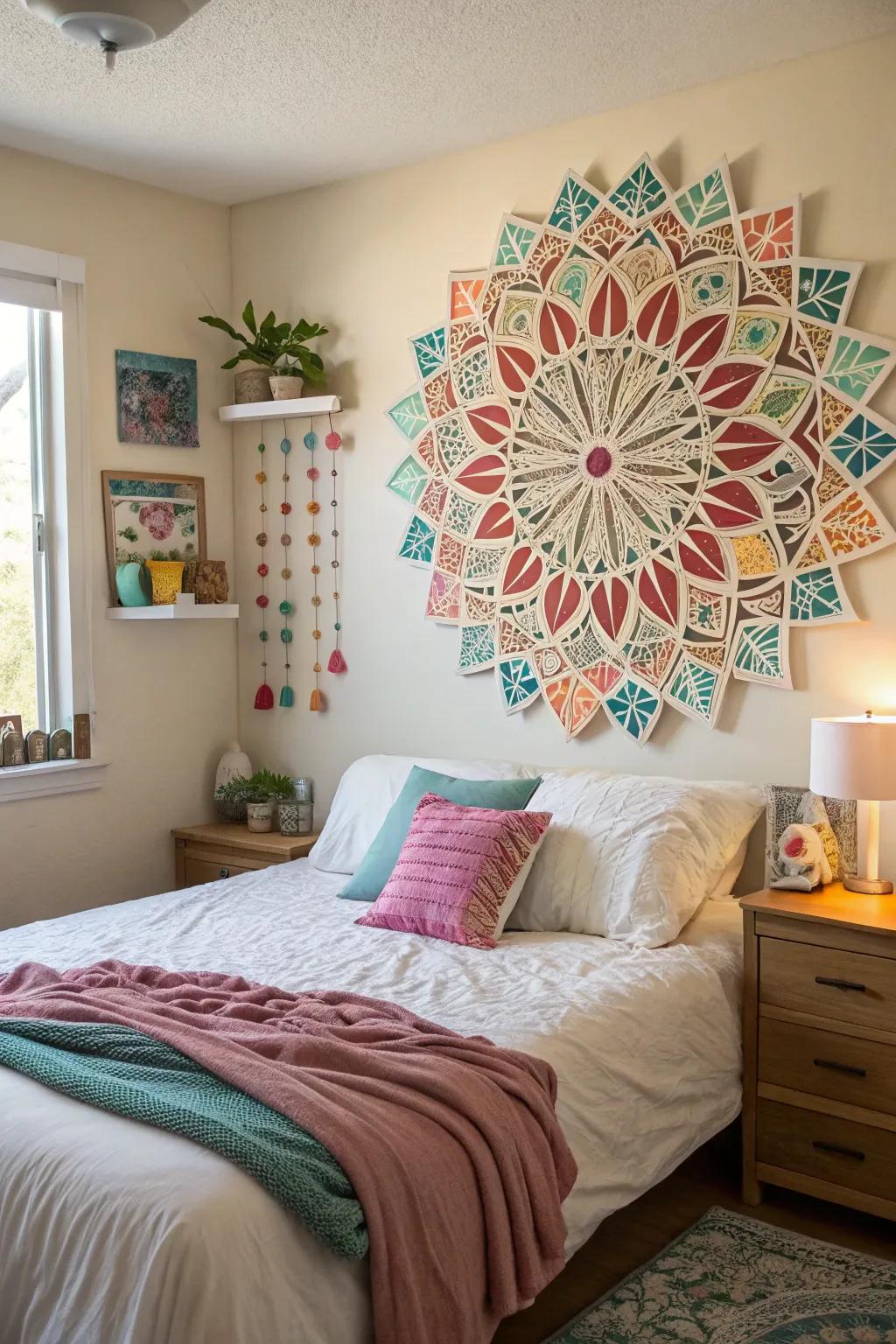 Personalized fractal partition art incorporates a personal and inventive flair to a boudoir.
