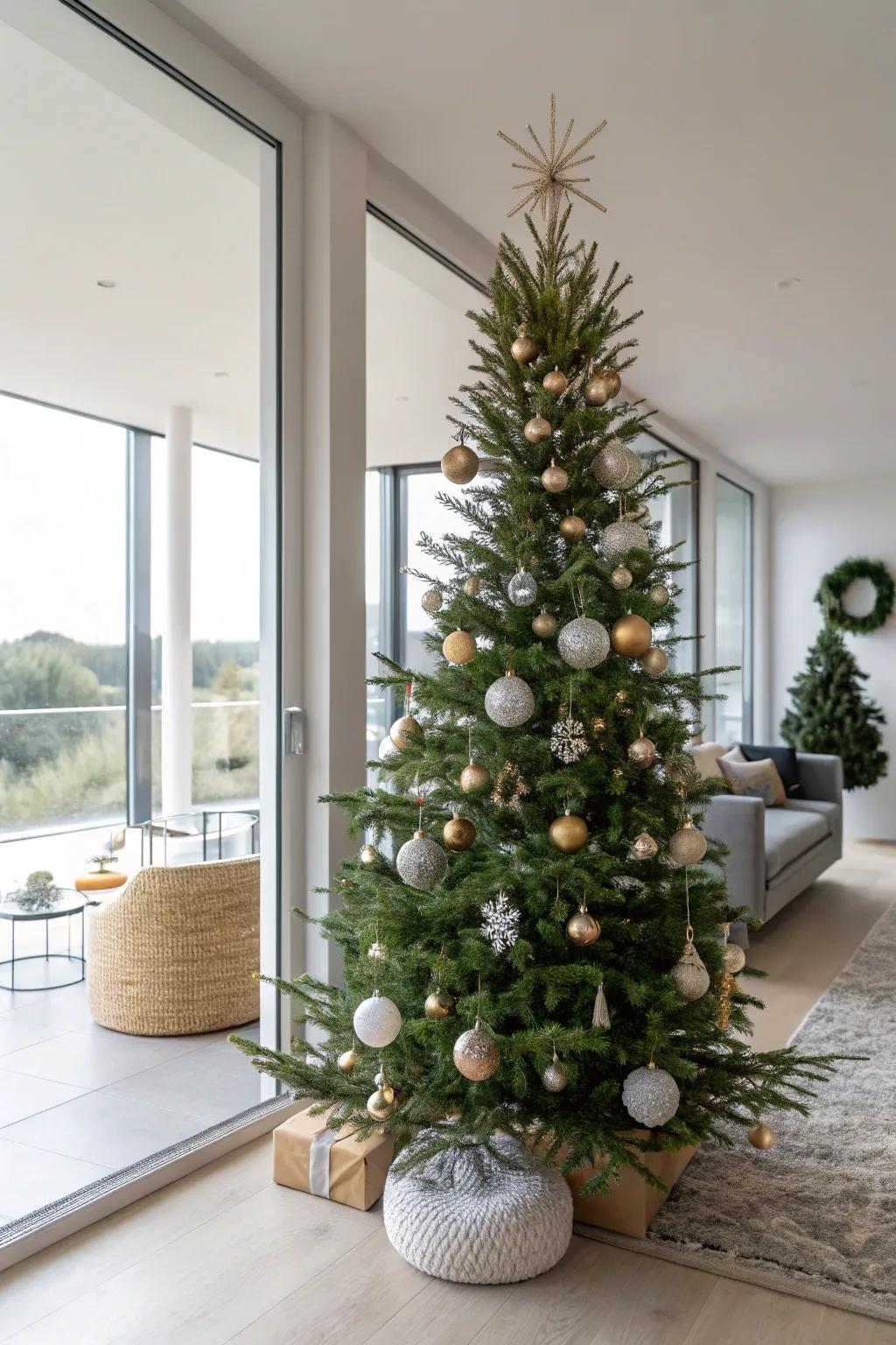 Playing with ornament sizes introduces depth and harmony.