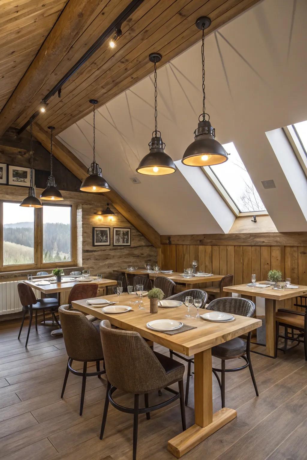 Merge rustic allure with contemporary illumination for a sophisticated ambiance.