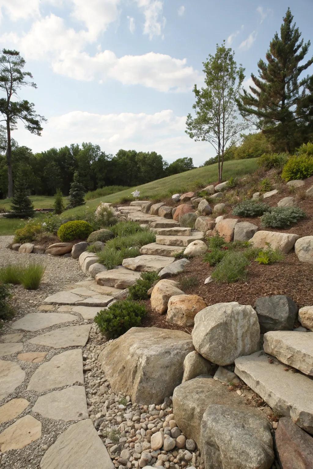 Naturalistic design copies the splendor of a natural hillside.