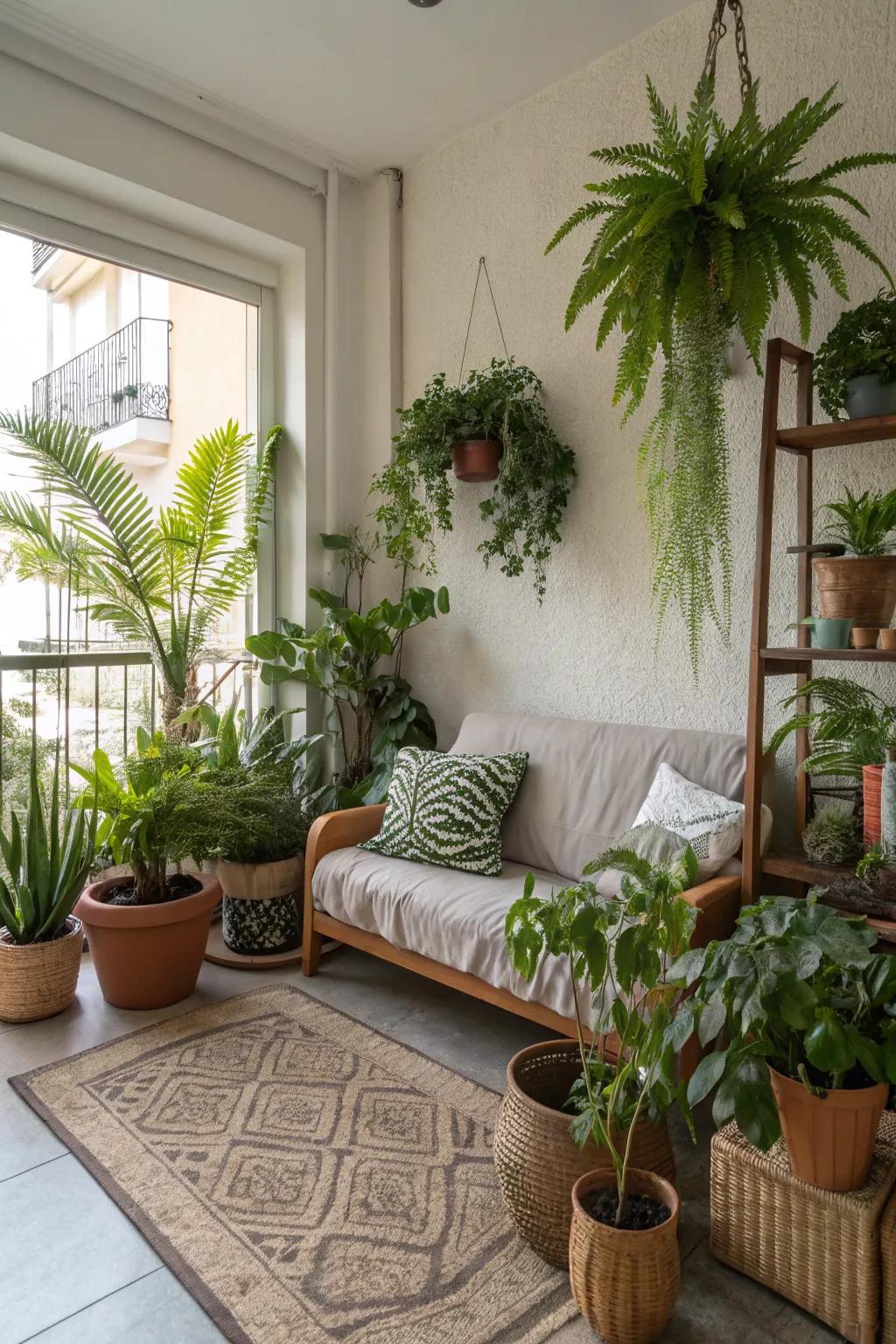 House plants bring a touch of nature into a small apartment.