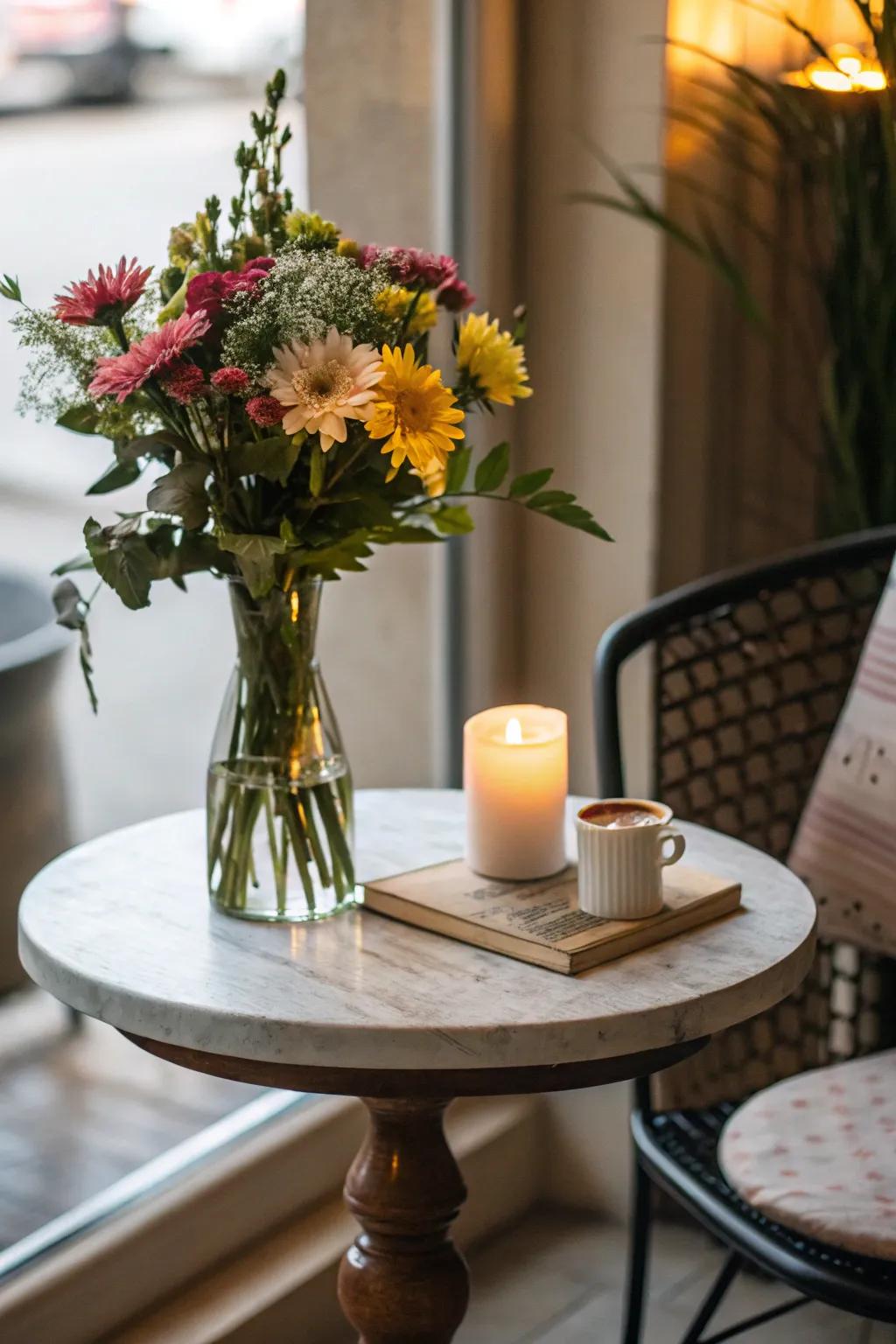 A small table adds both function and charm.