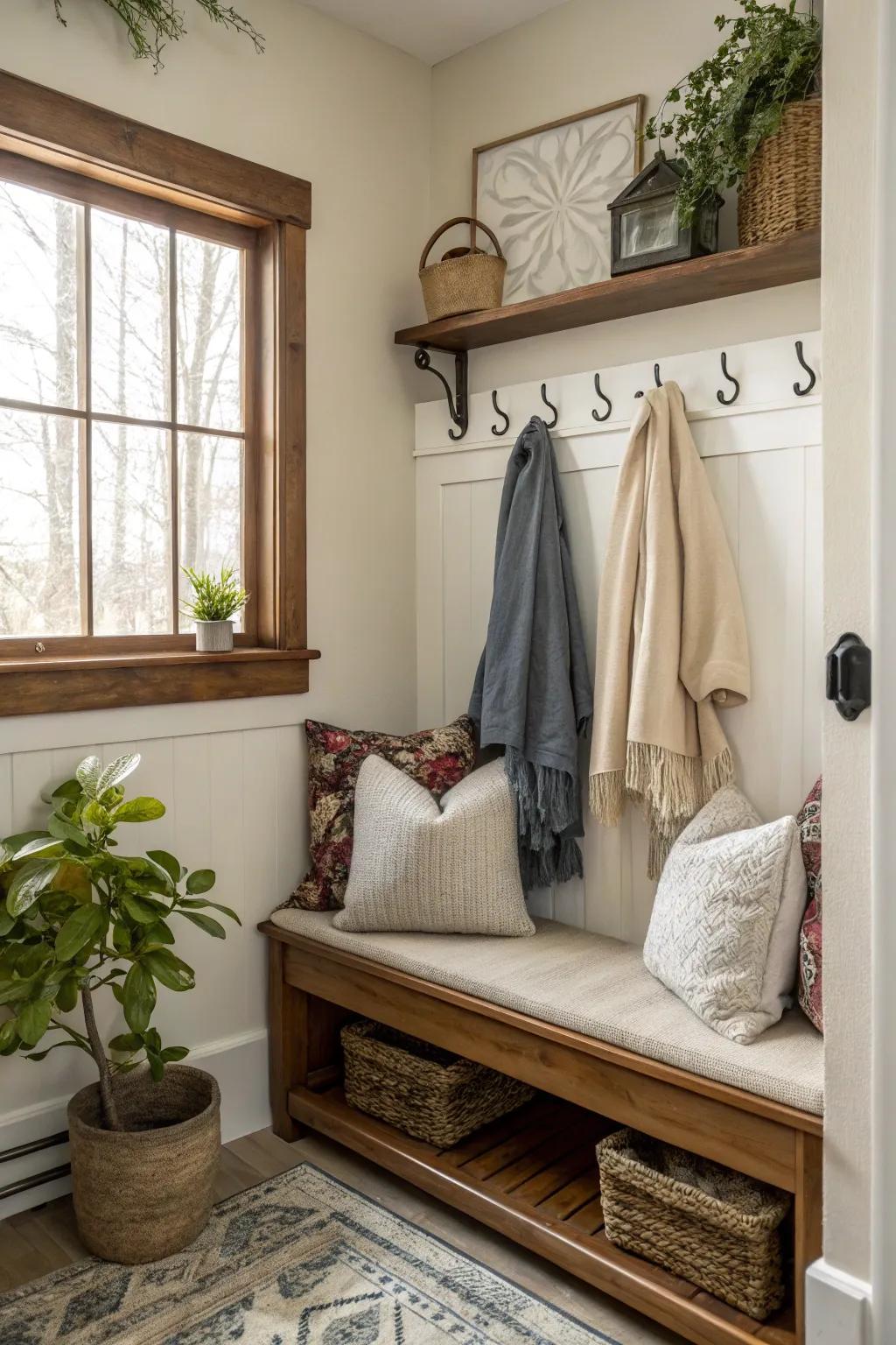A charming corner nook that maximizes every inch.