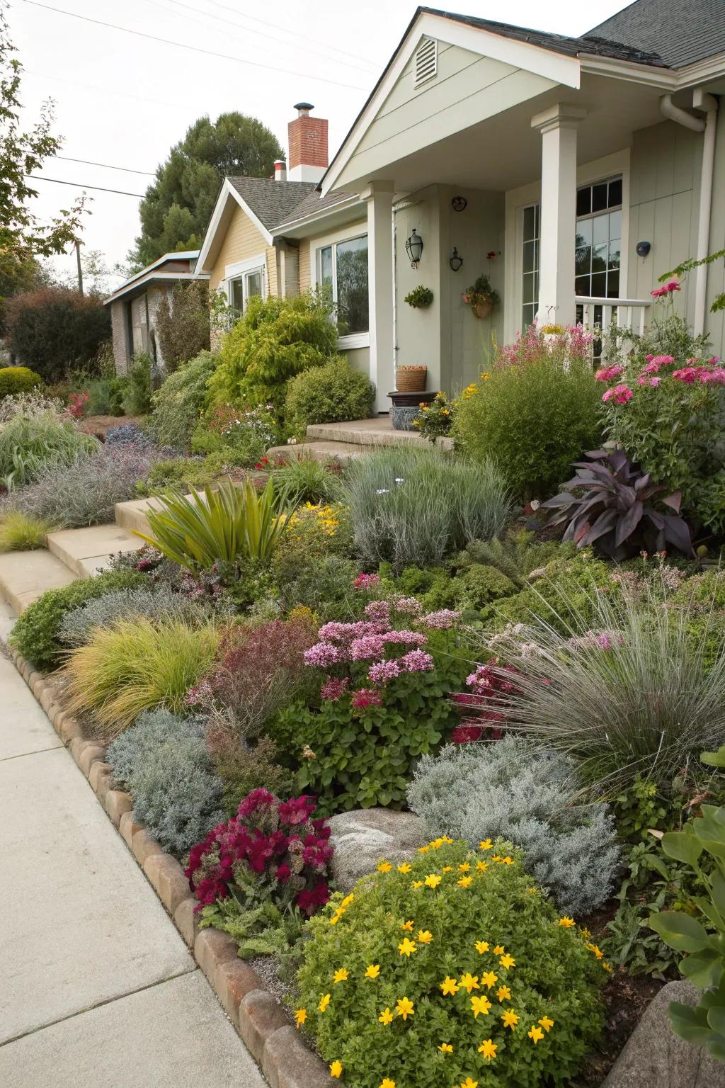 Mixing plant textures adds visual interest.