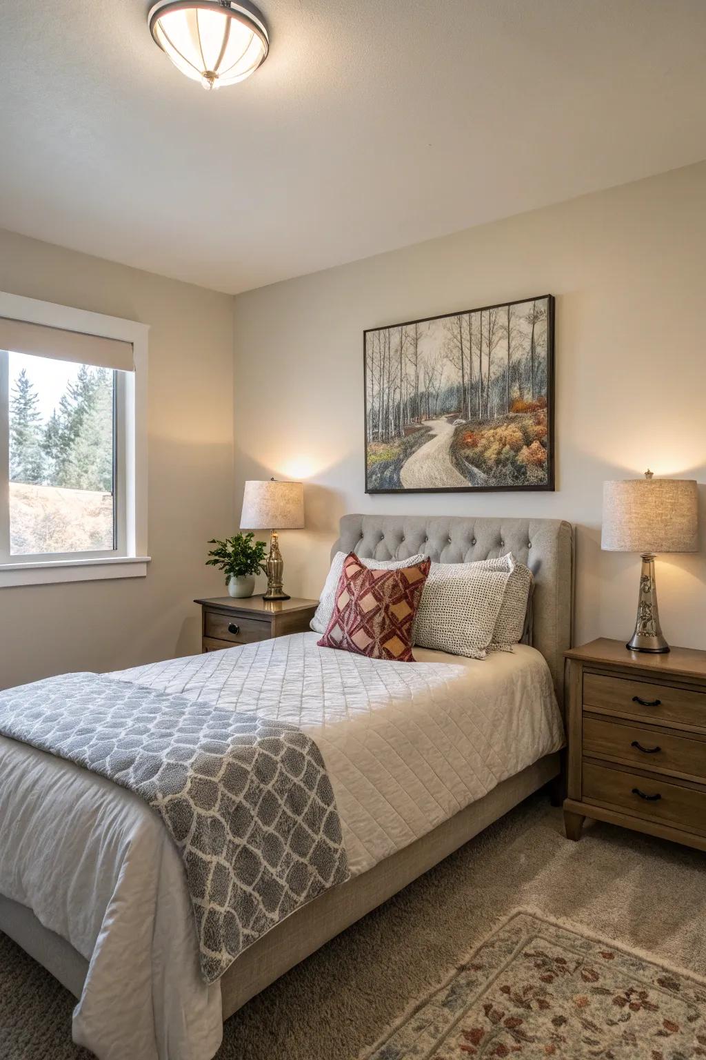 Wall art provides a point of focus without adding clutter.