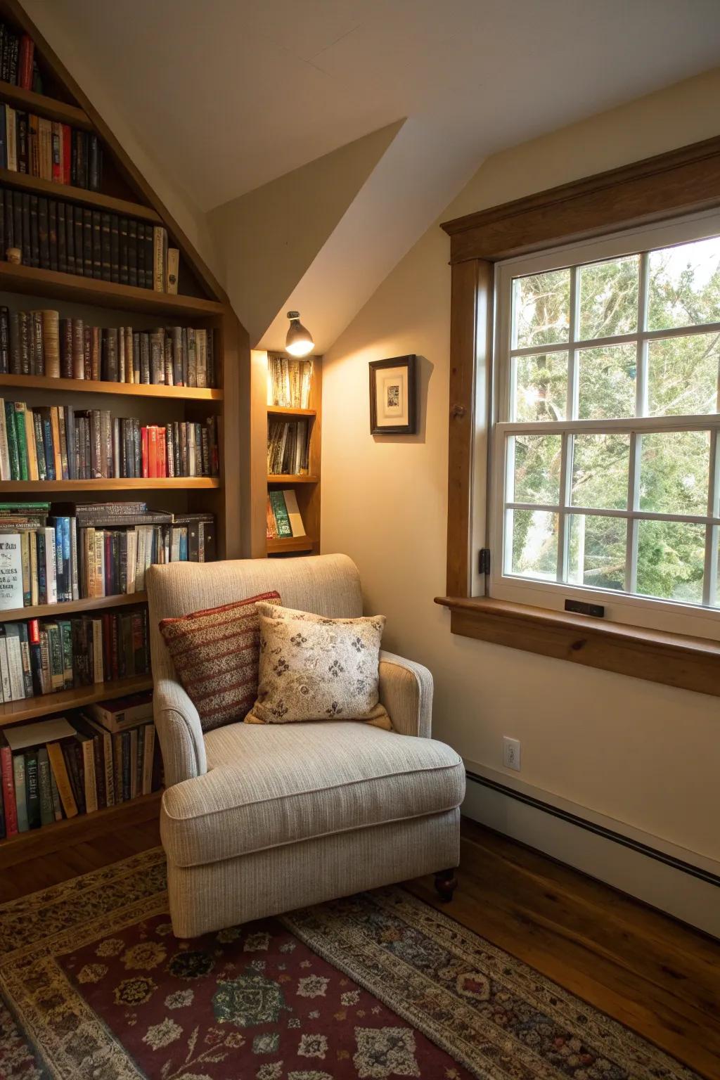 Transform unused spaces into inviting reading nooks.
