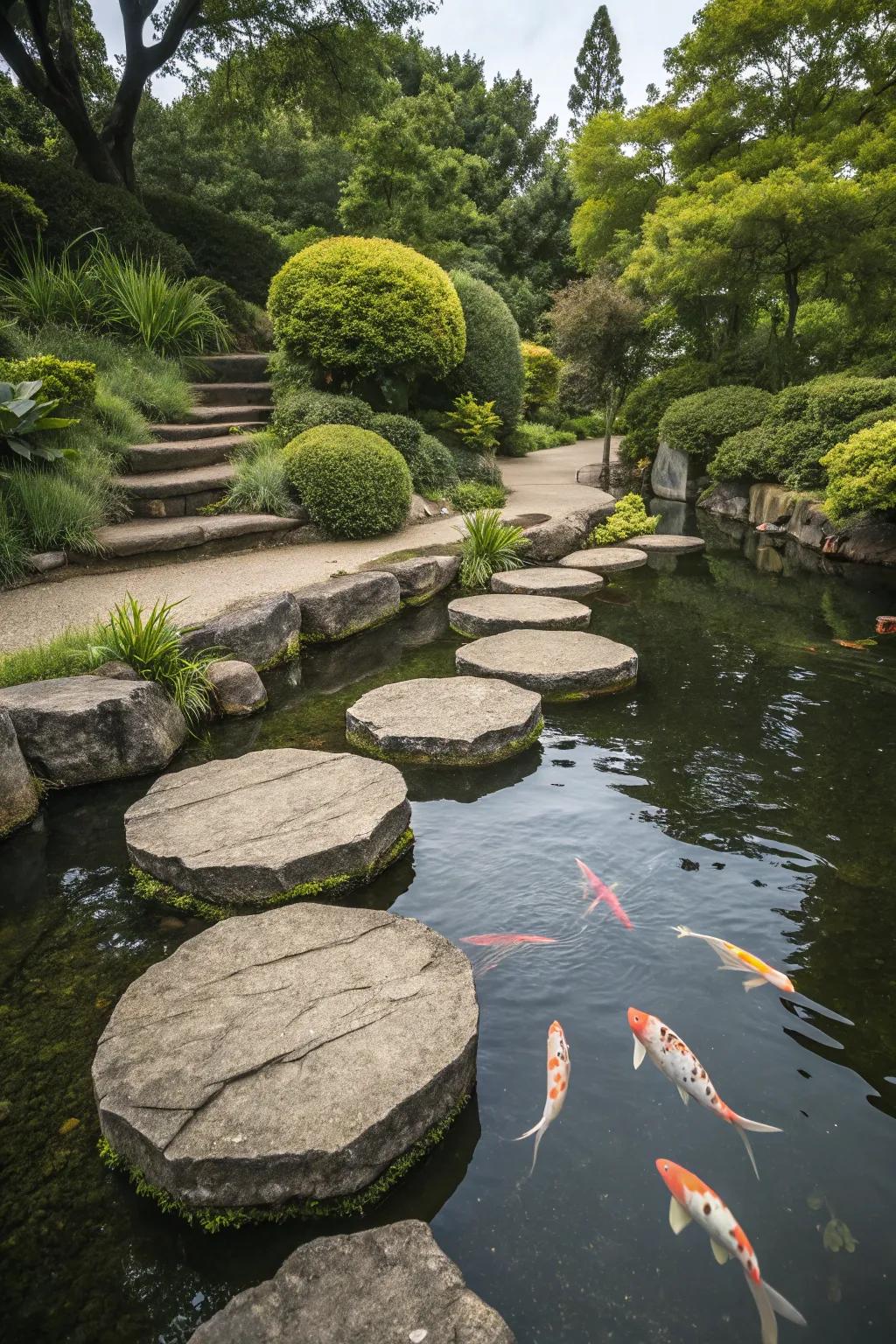 Enchanting pads levitate across a tranquil water garden.