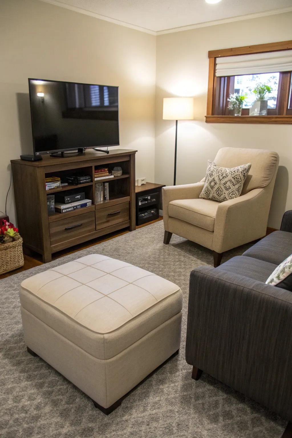 Multifunctional furniture delivers practical solutions for small living spaces.