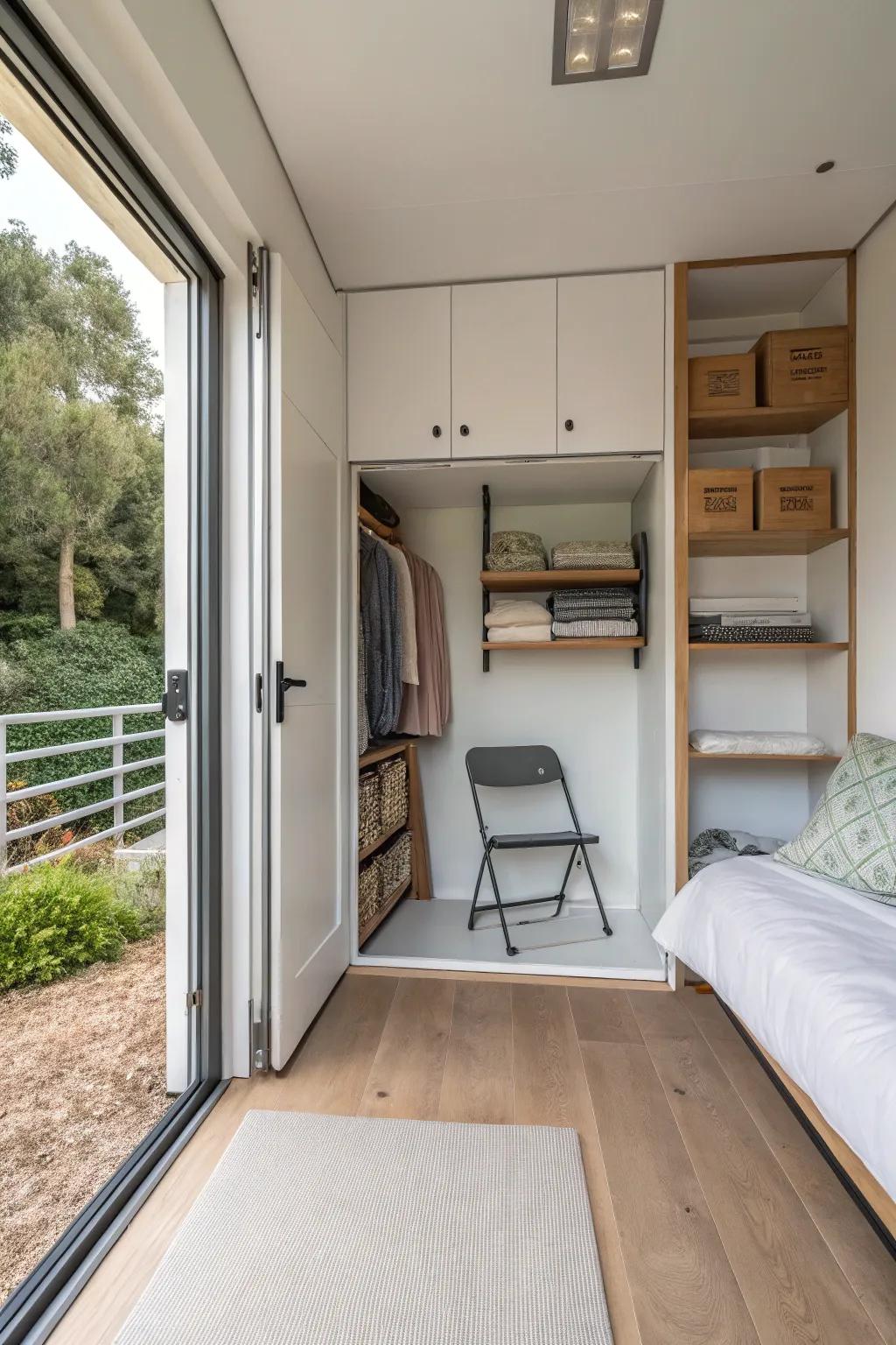 Foldable furniture offers flexibility in small spaces.