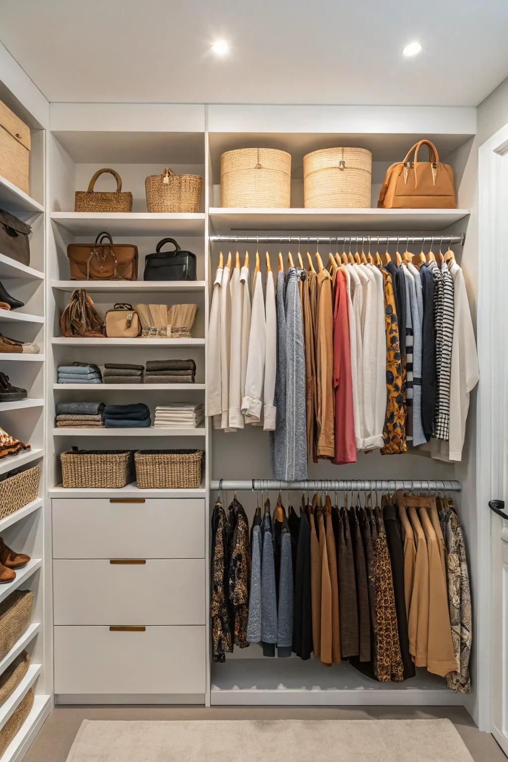 Wardrobe optimizers help create efficient storage.