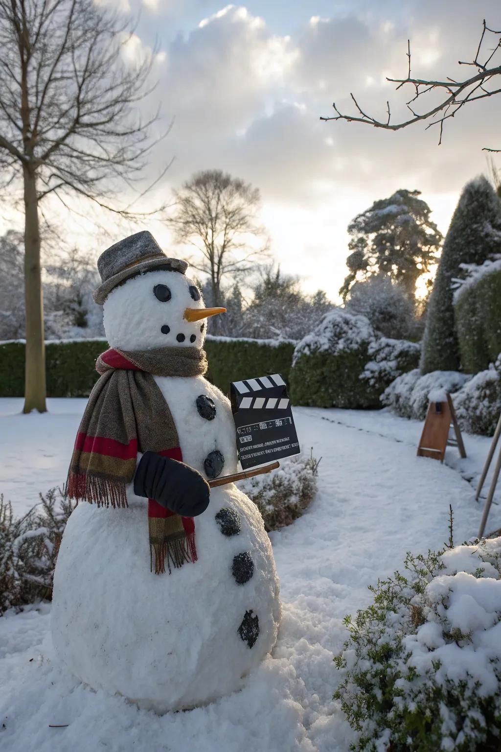 A themed Frosty transporting cinematic magic to the garden.
