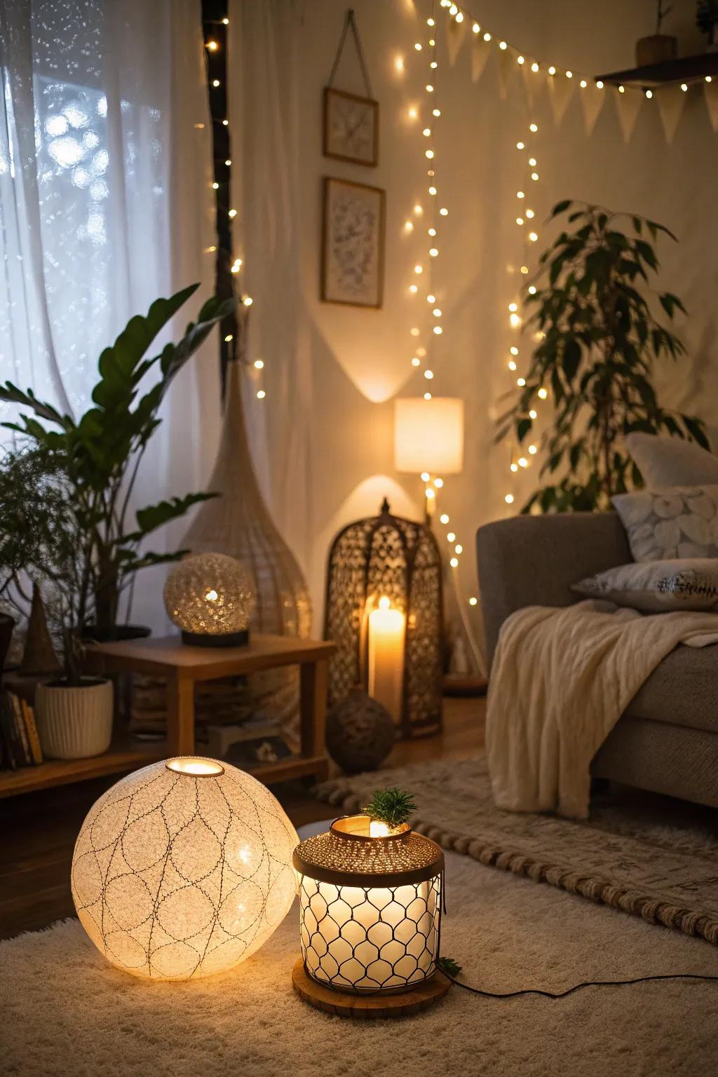 Diffused lighting crafts the quintessential atmosphere for a spa sleepover.