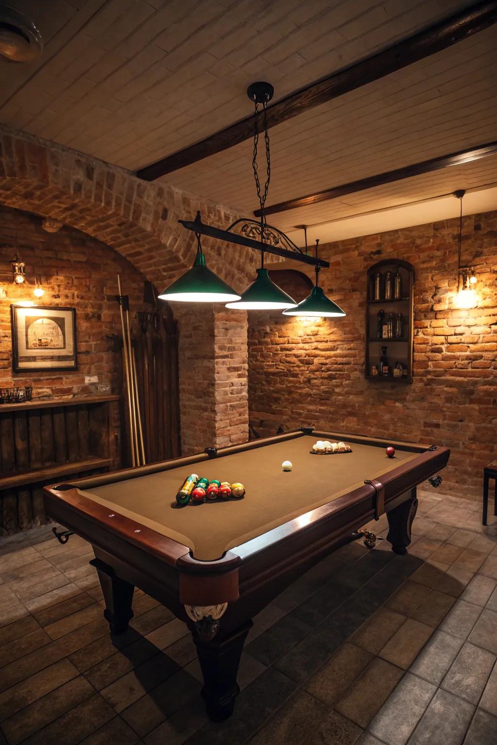 A pool table brings leisure and fun to your speakeasy.