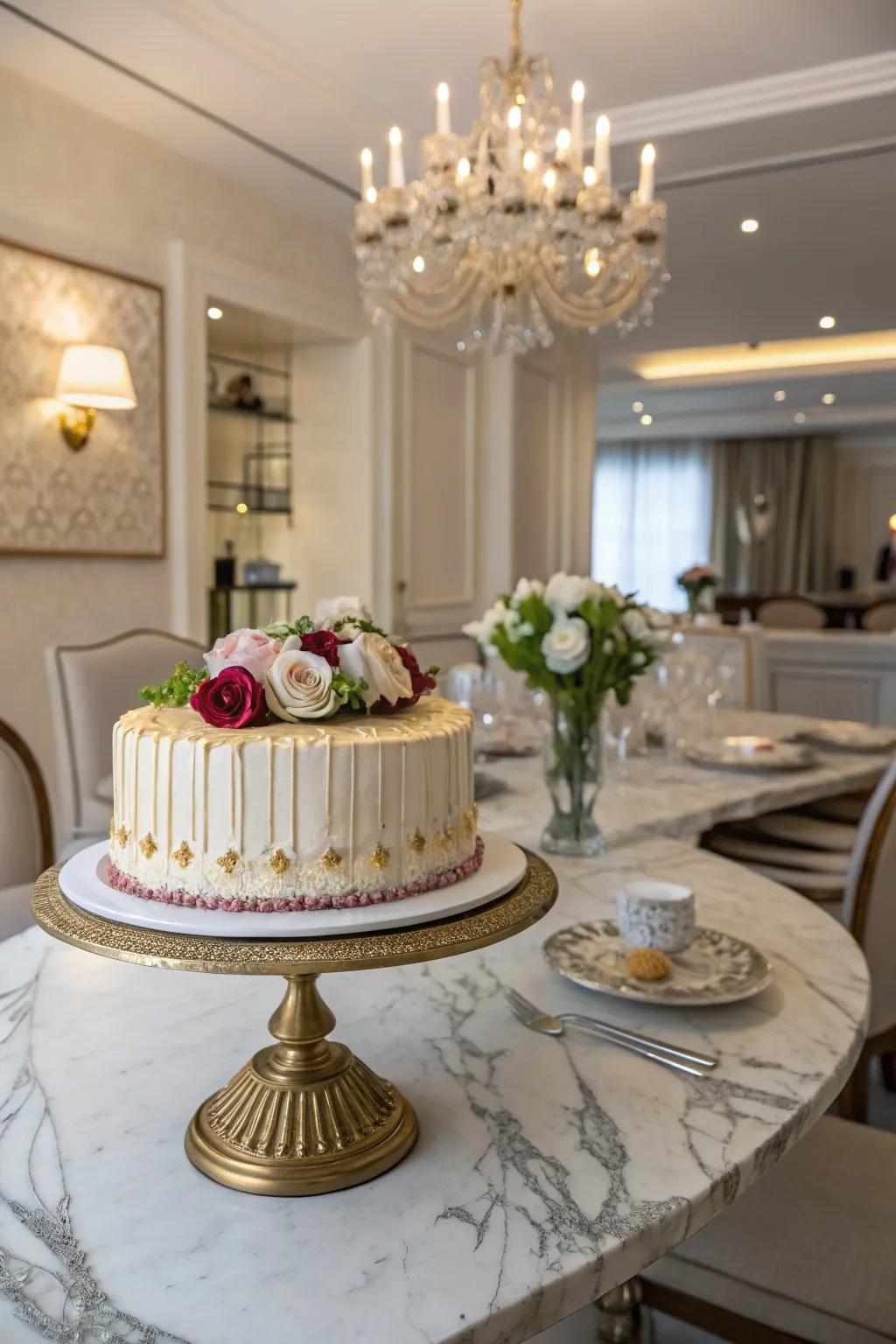 An elegant cake stand enhancing every birthday cake.