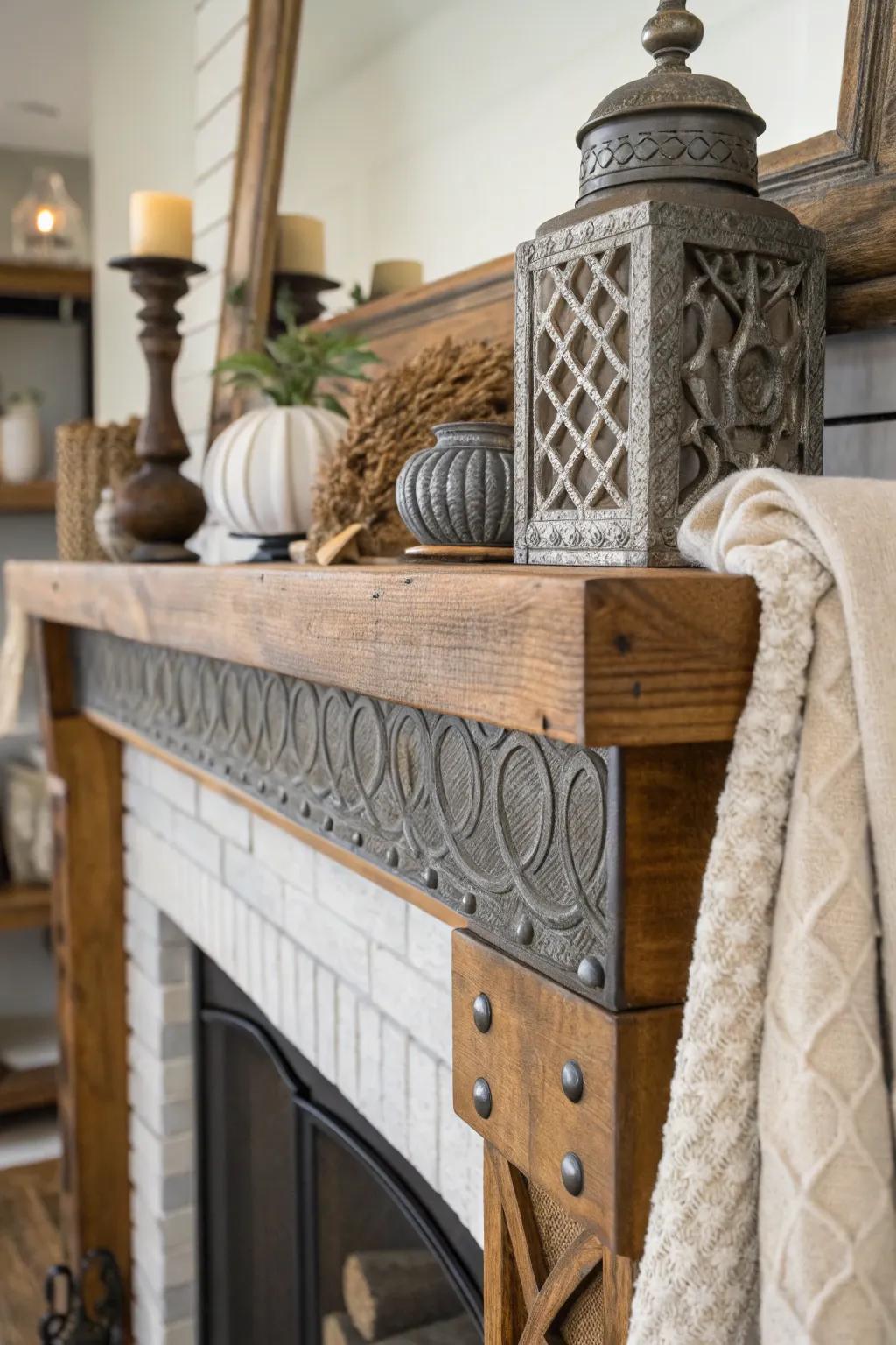 Textural variety gives your mantel a rich, dynamic look.