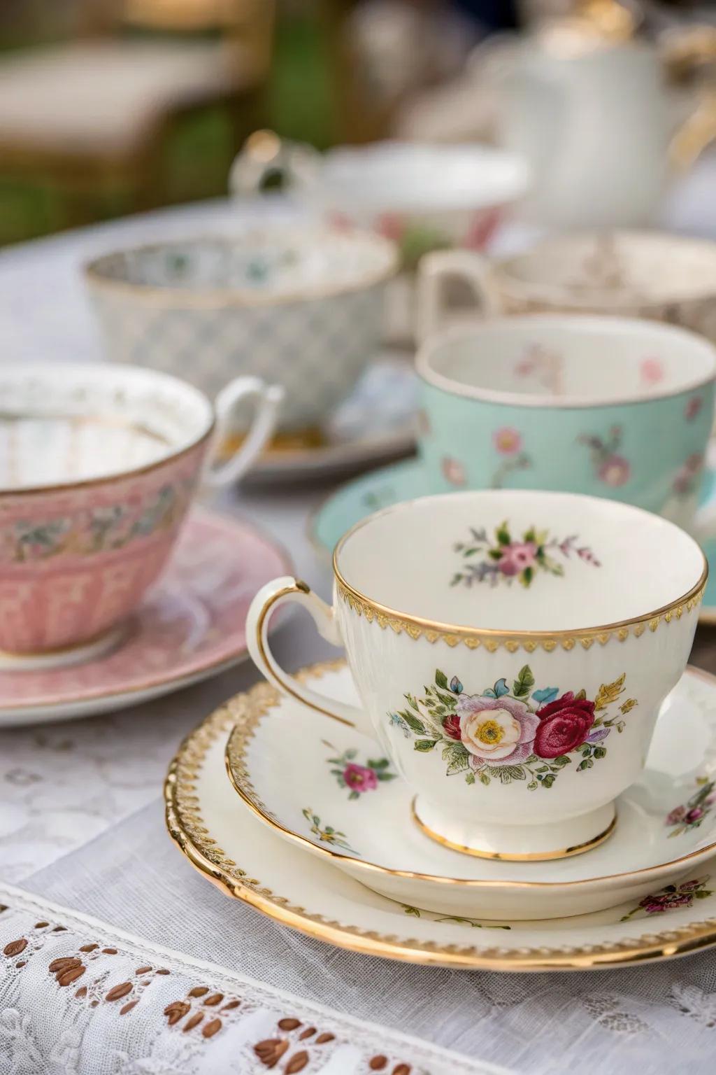 Classic china adds a nostalgic charm to your tea party.