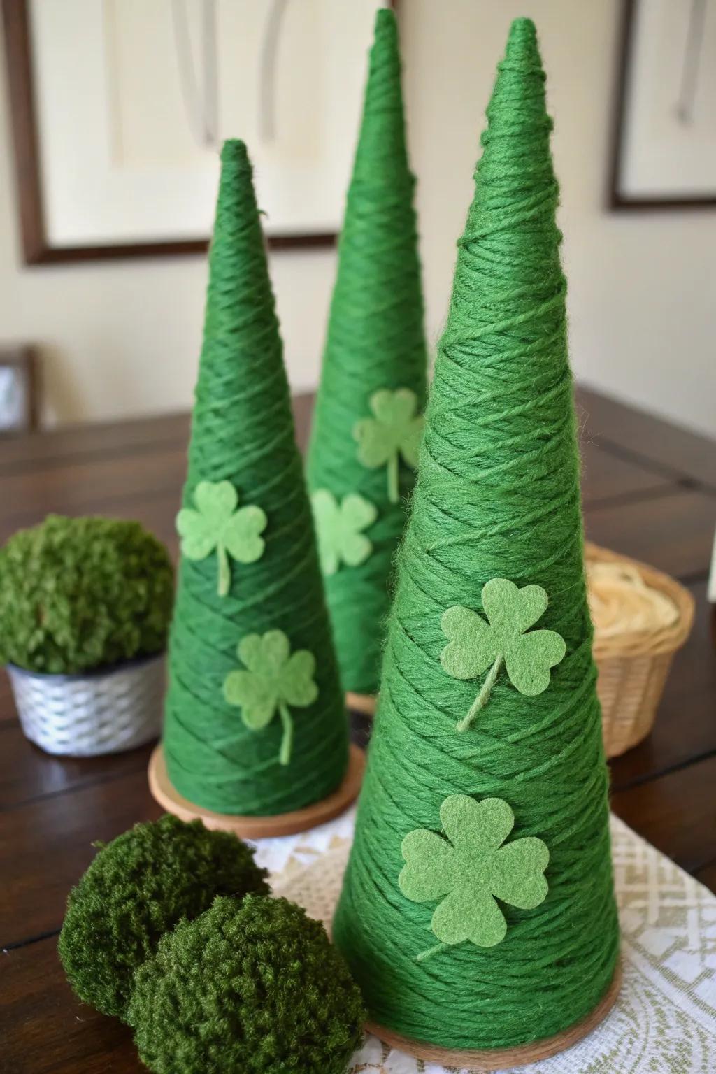 Trefoil thread spruces bring a playful element to your St. Patrick's Day setting.