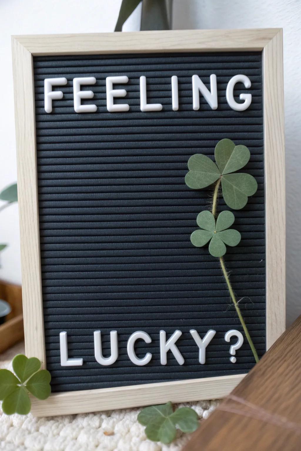 A straightforward yet magical changeable message display poses the quintessential St. Patrick's Day question.