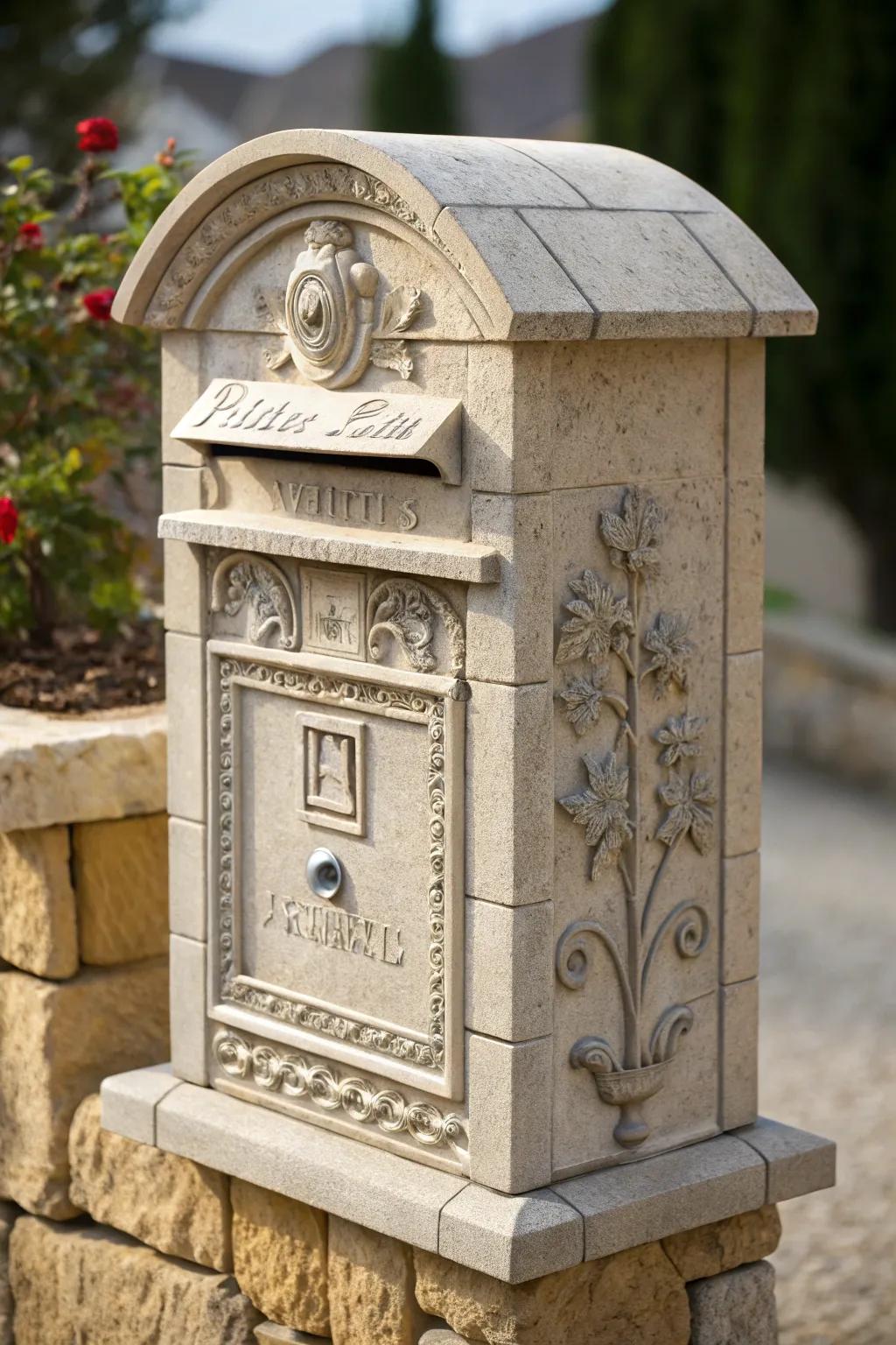 Custom etchings personalize your mailbox, making it uniquely yours.