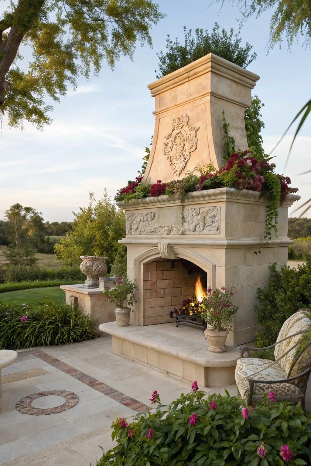 Sophisticated limestone for a tranquil outdoor retreat.