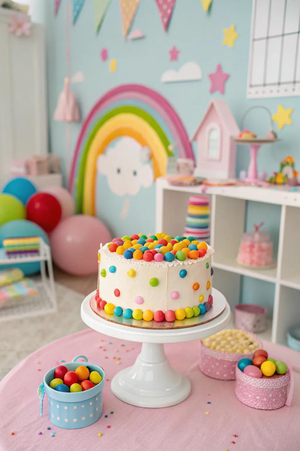 A sugar-coated joy cake imparting a playful dimension to the festivity.