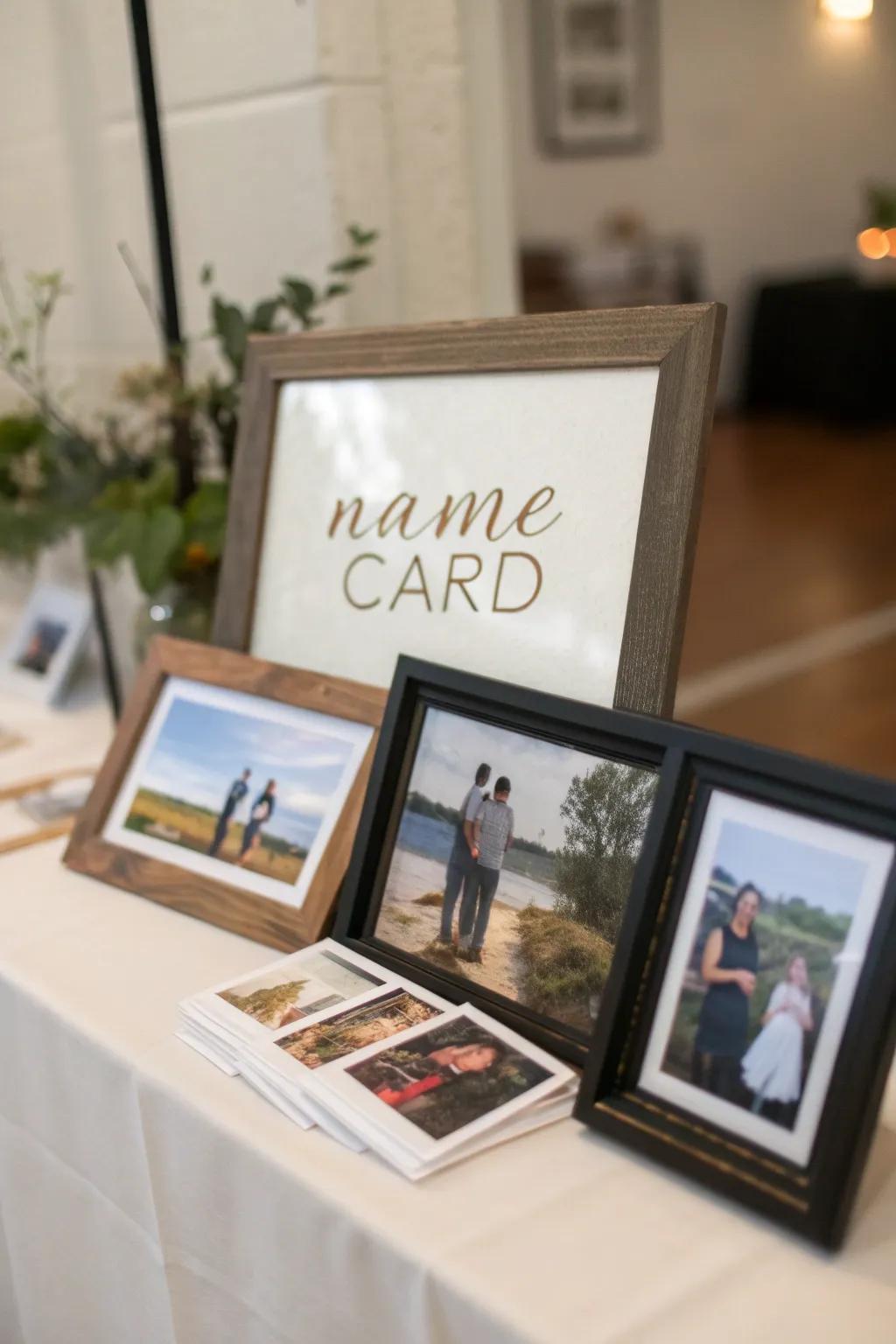 The inclusion of individualized photographic portrayals renders each respective table setting uniquely unforgettable.