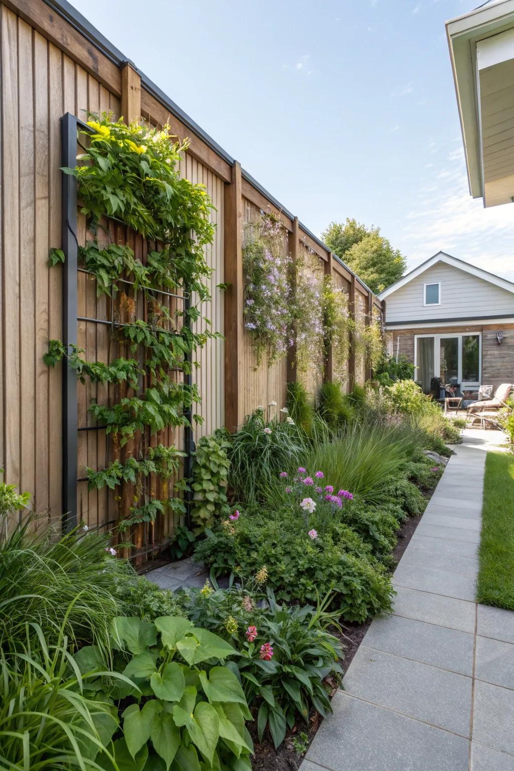 A skyward garden offering privacy while incorporating lavish foliage.