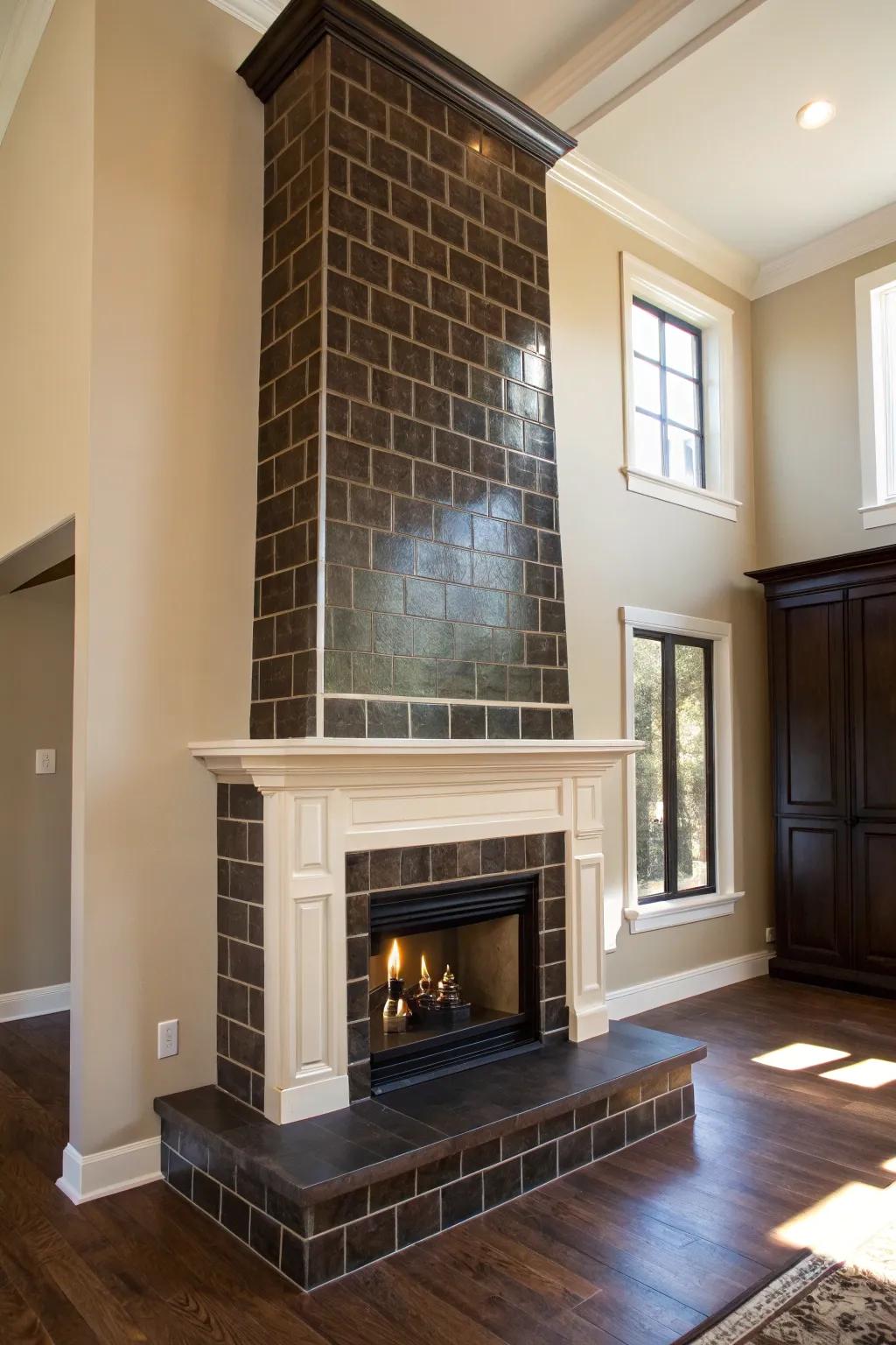 Color contrasts create a dramatic focal point in a room.