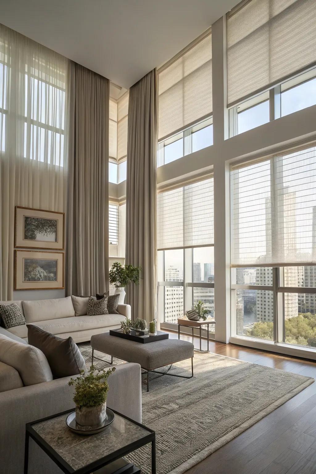 Motorized shades for effortless style and convenience.