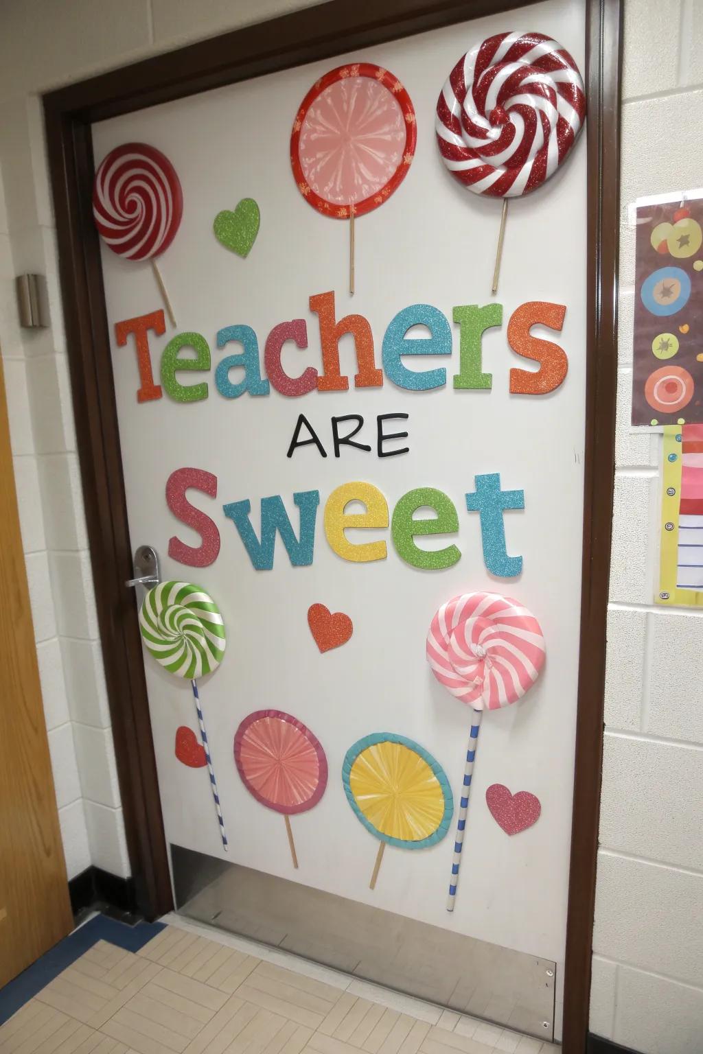 Brighten the day with a candy-themed door of appreciation.