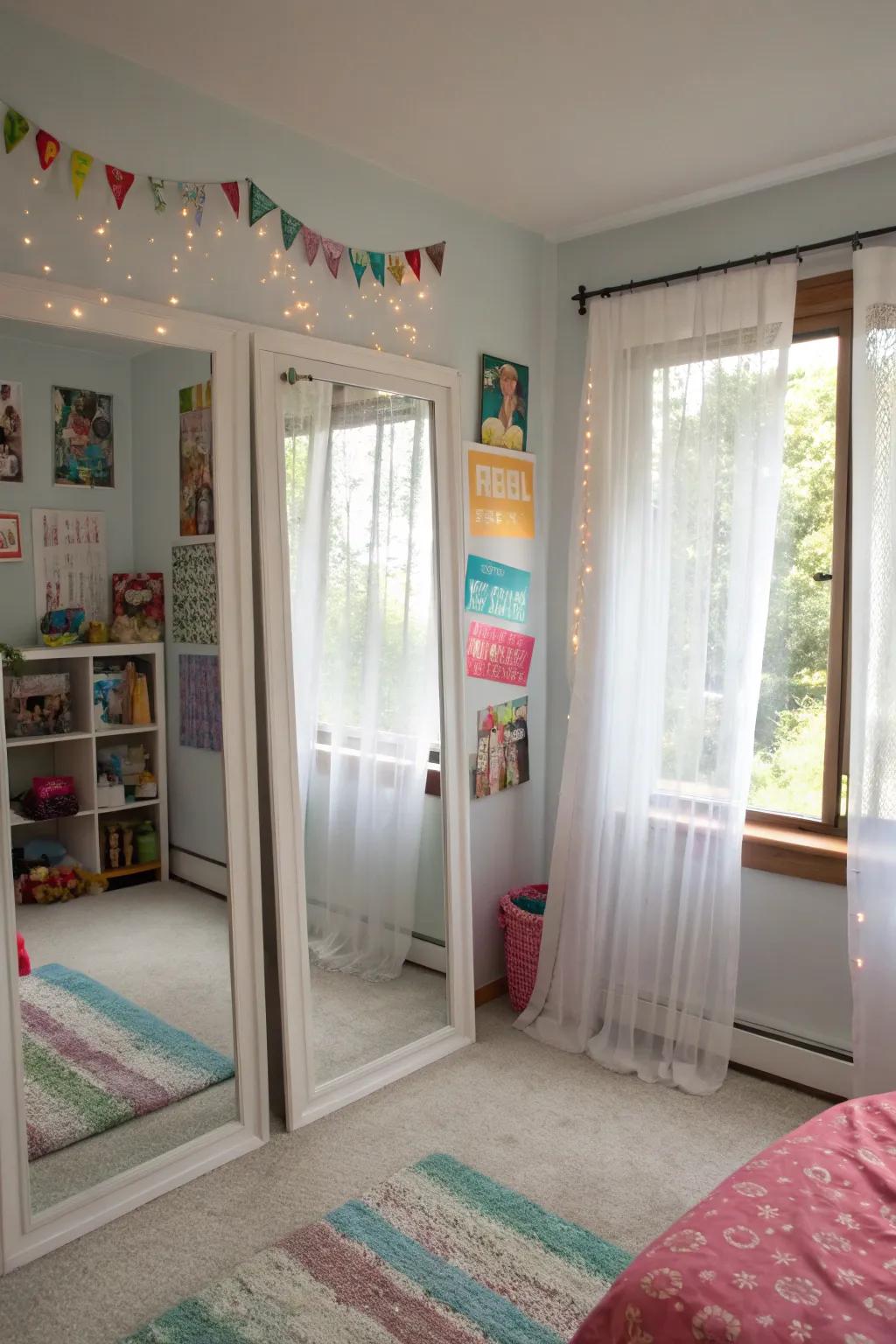 Enhancing sunlight brightens and opens up the room.