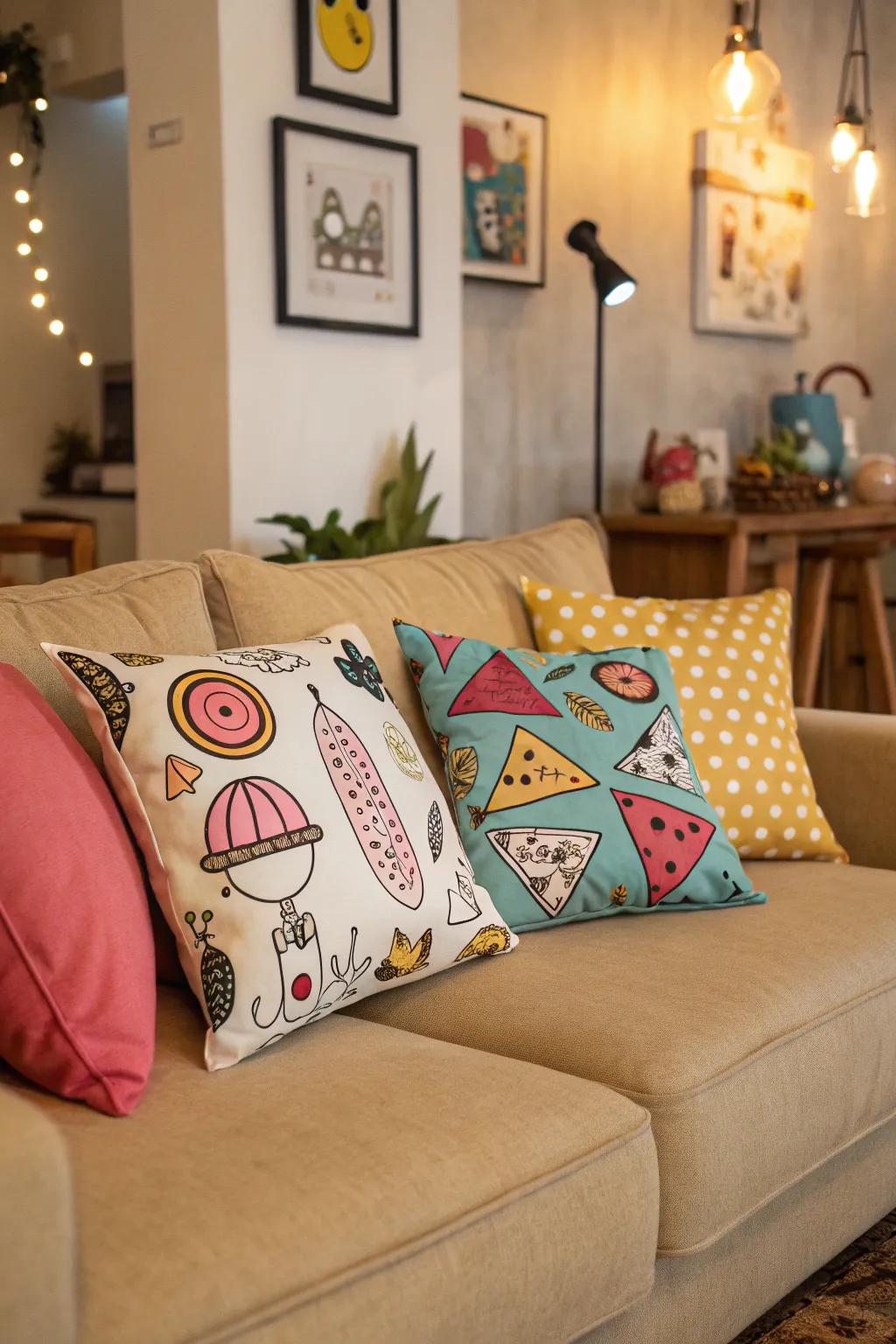Unique pillows inject personality and joy into your space.
