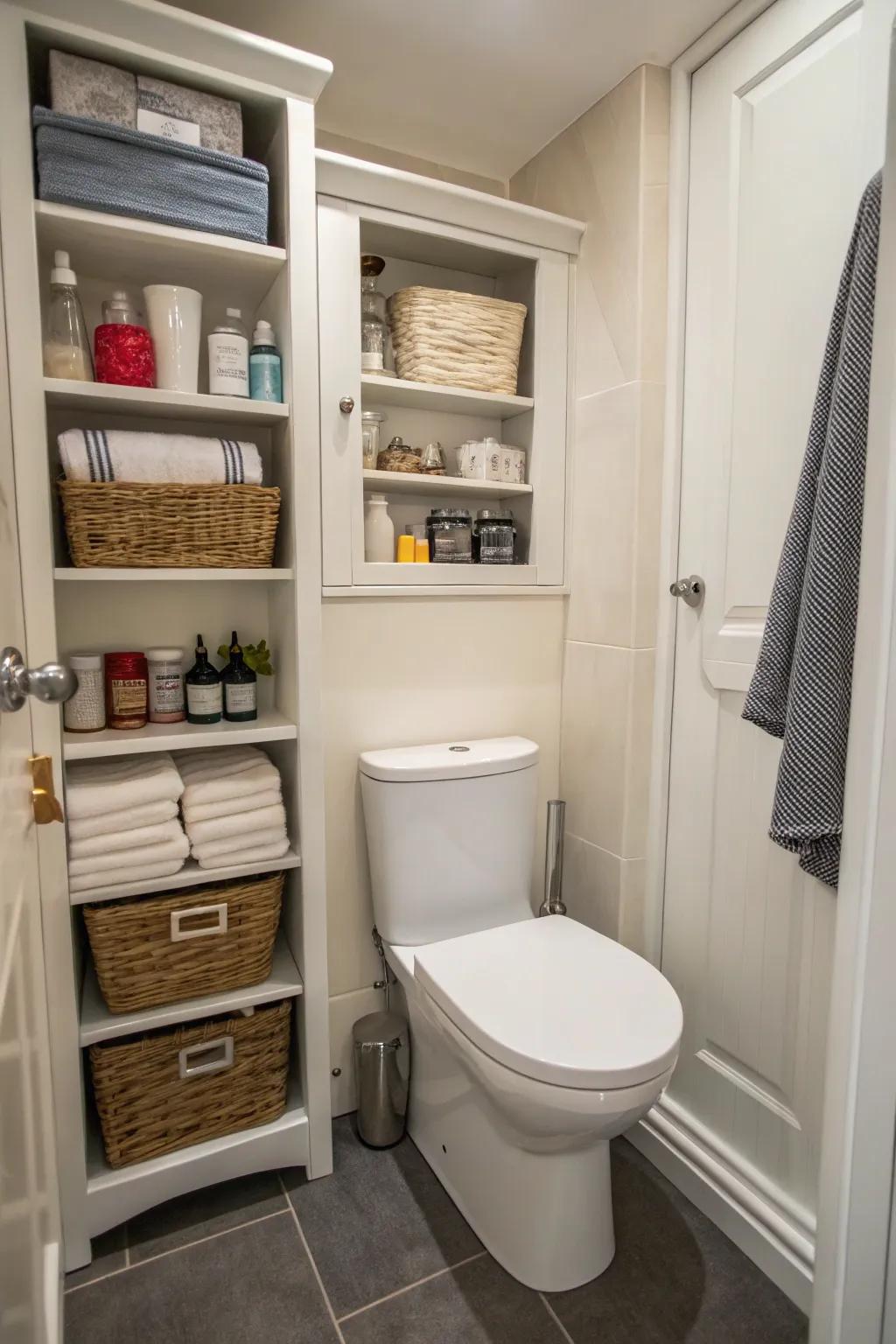 Smart slimline storage improving bathroom organization