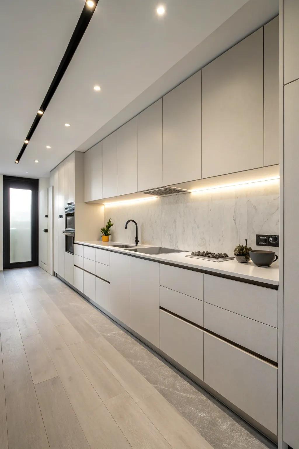 Minimalist cabinets offer a pristine and modern aesthetic for a streamlined kitchen.