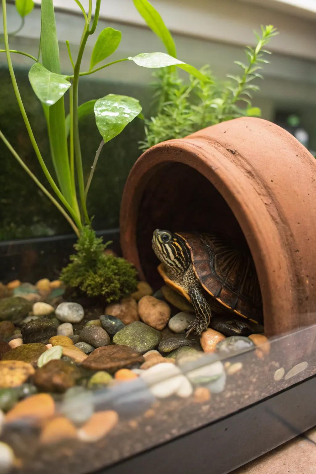 Hideouts give your turtle a sense of protection and ease.