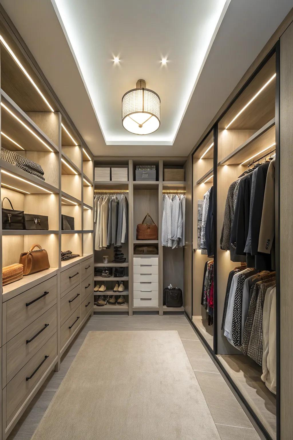 Lighting brings your closet space to life.