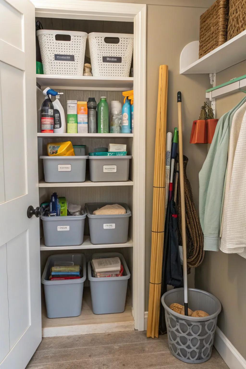 Versatile storage keeps a wide range of items organized and easy to access.